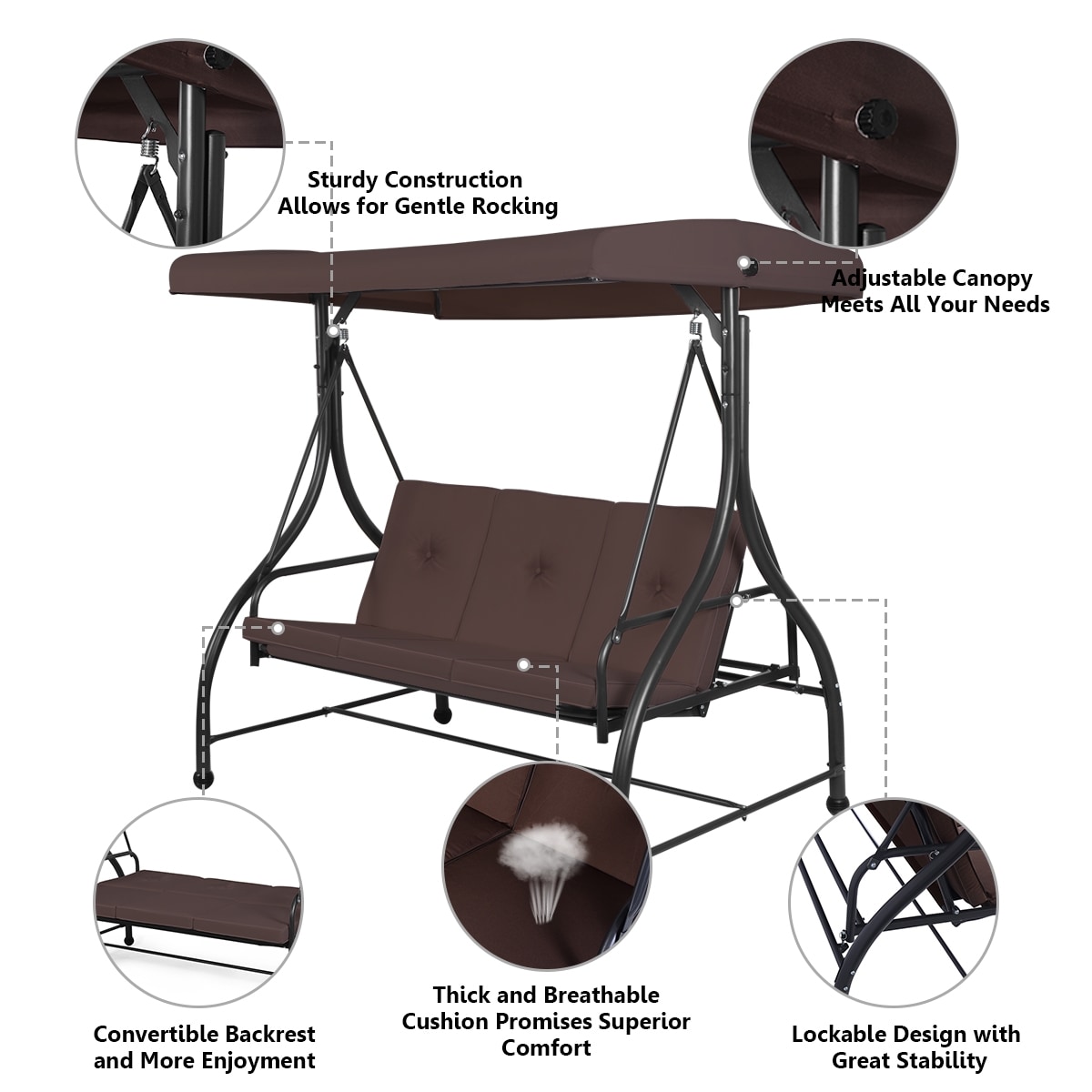 CASAINC WFEHAC-03-GY Swing-Gliders - View #5