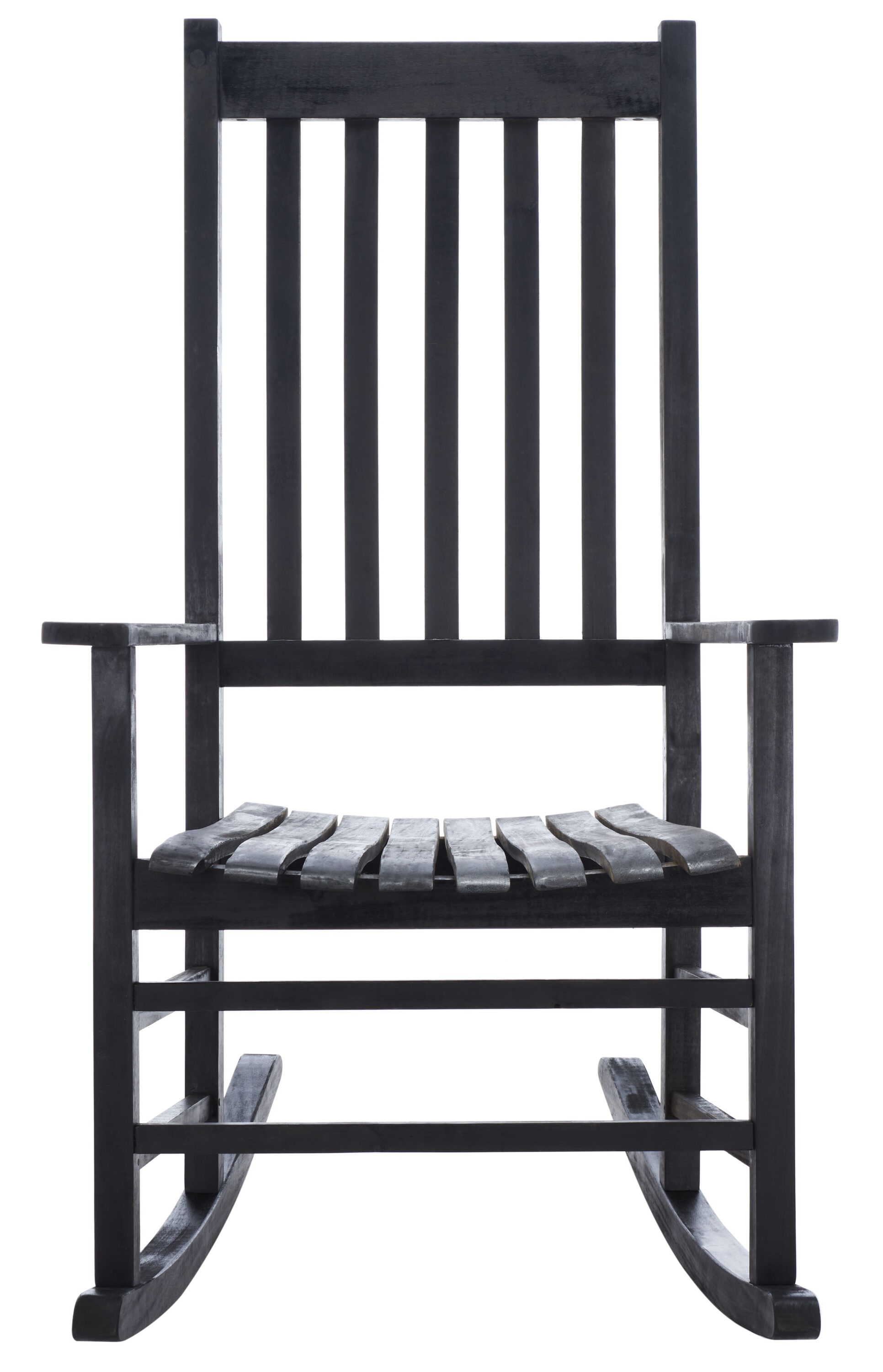 Safavieh PAT7002D Shasta Black Wood Frame Rocking Chair with Slat Seat