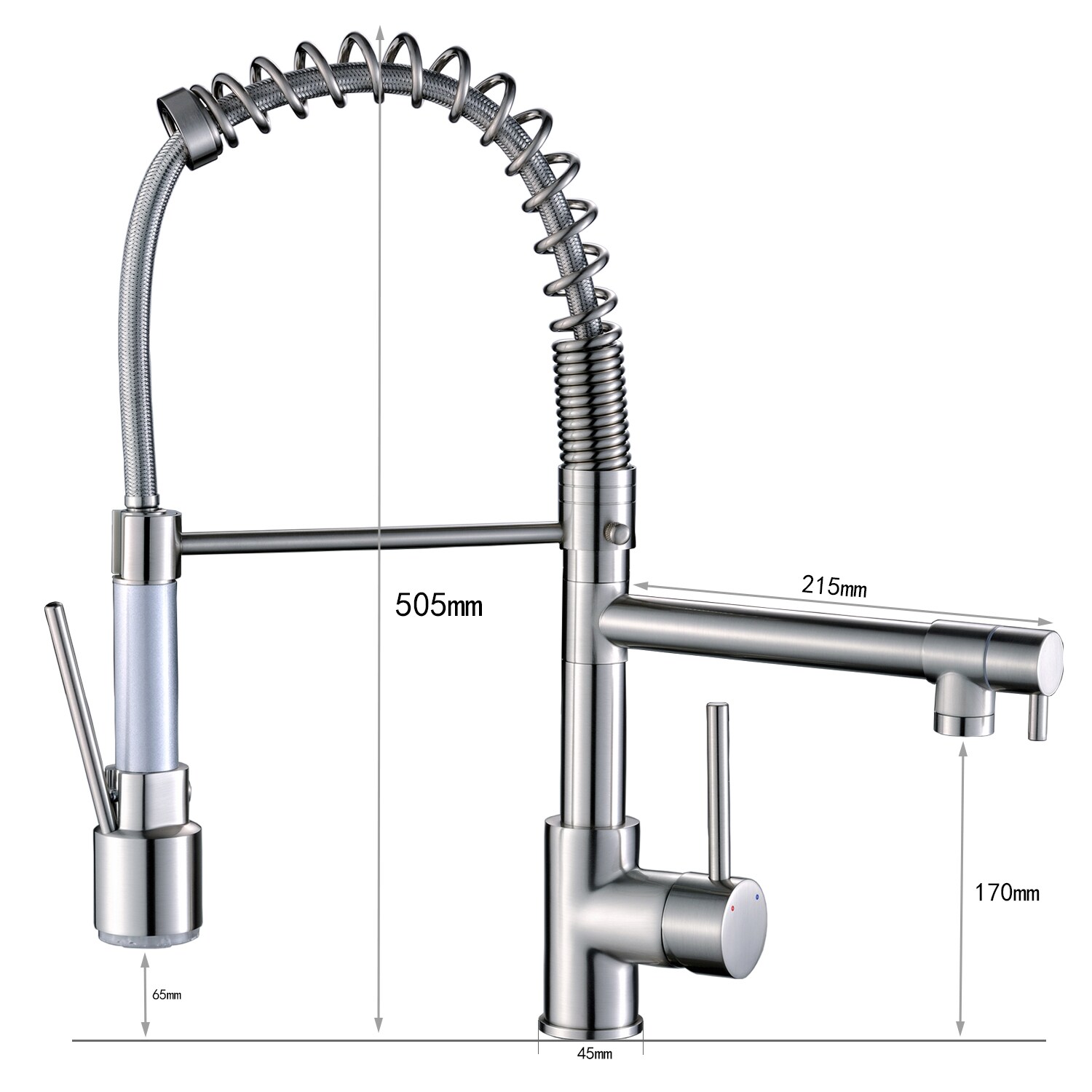 WELLFOR Brushed Nickel Single Handle Kitchen Faucet with Sprayer in the ...