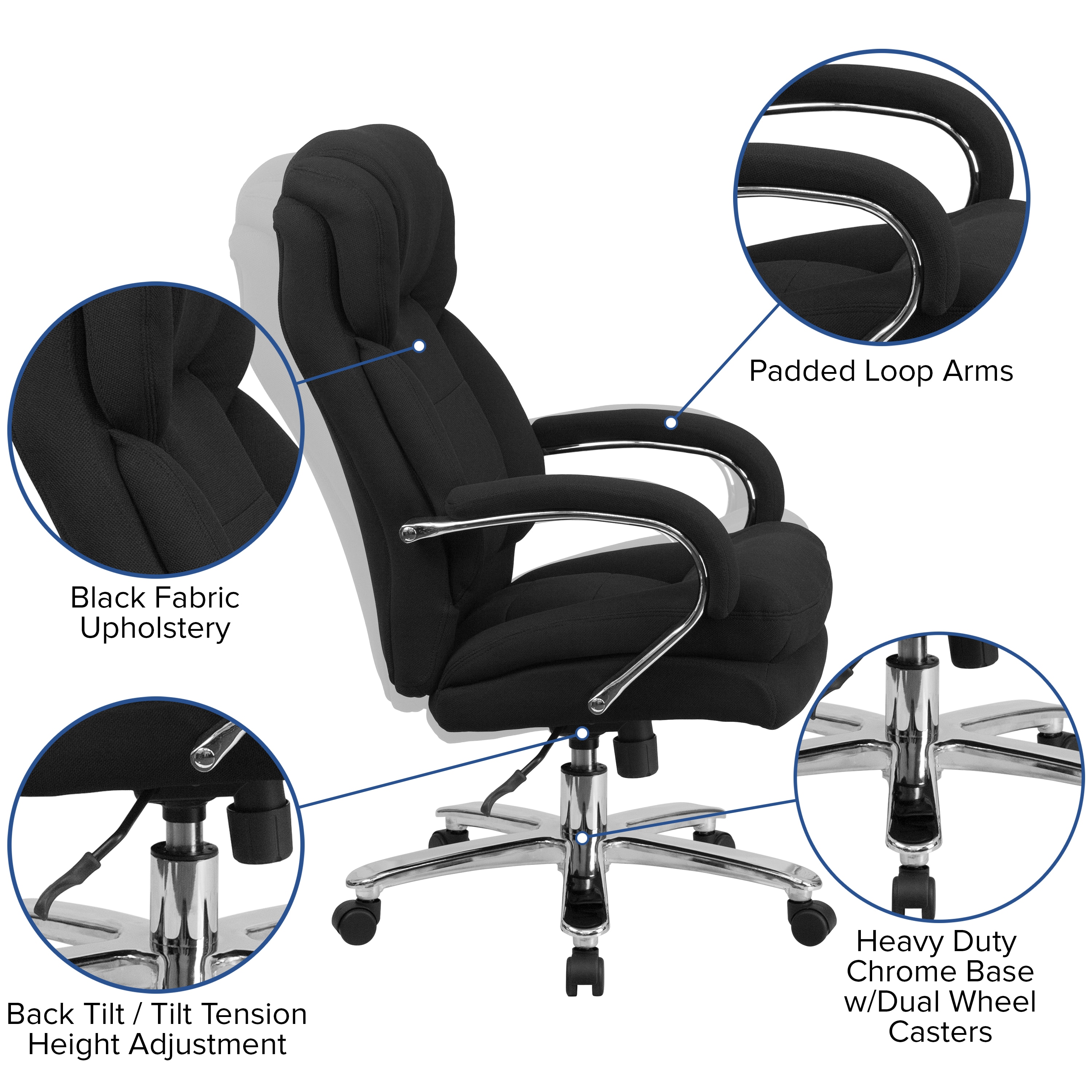 Big & Tall Fabric Office Chair with Lumbar Support