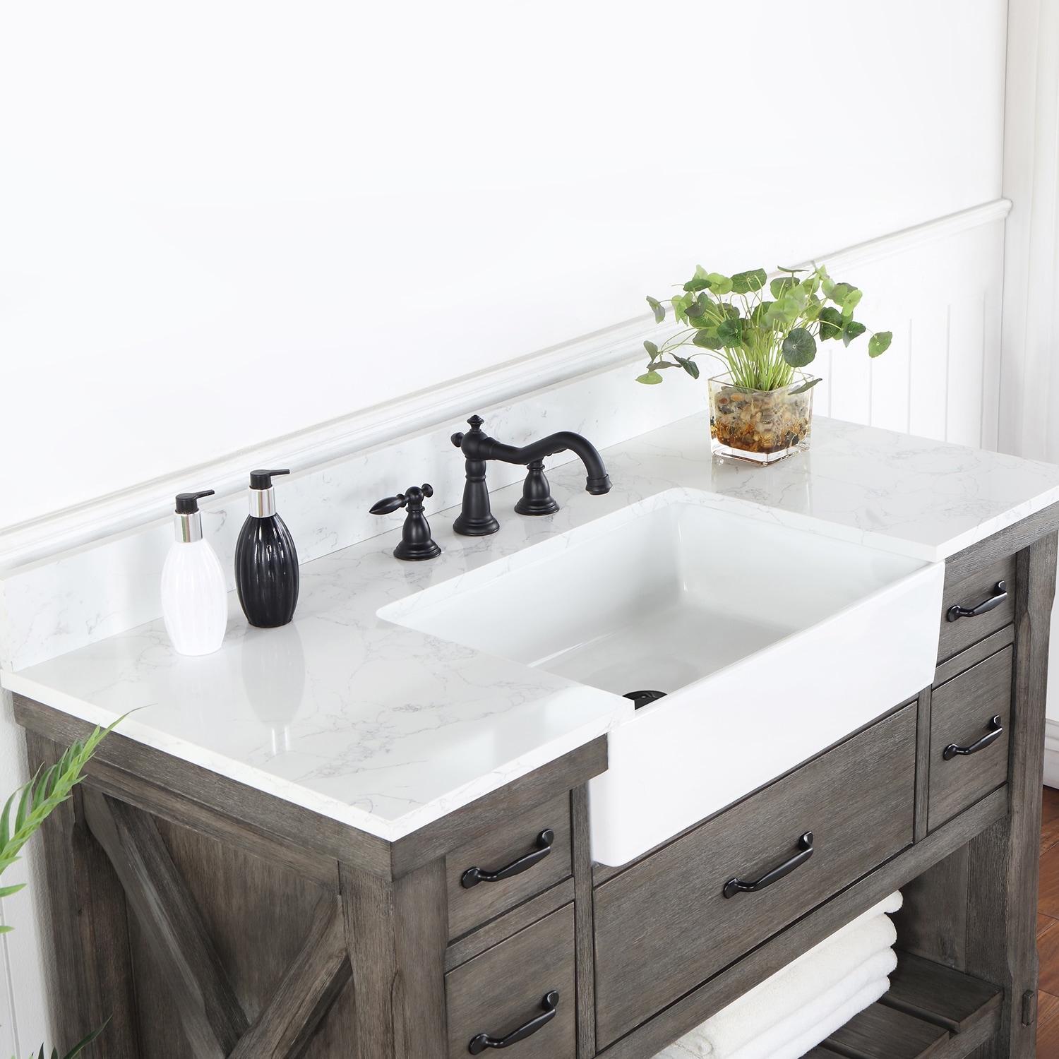 Vinnova Villareal 48-in Classical Grey Farmhouse Single Sink Bathroom ...