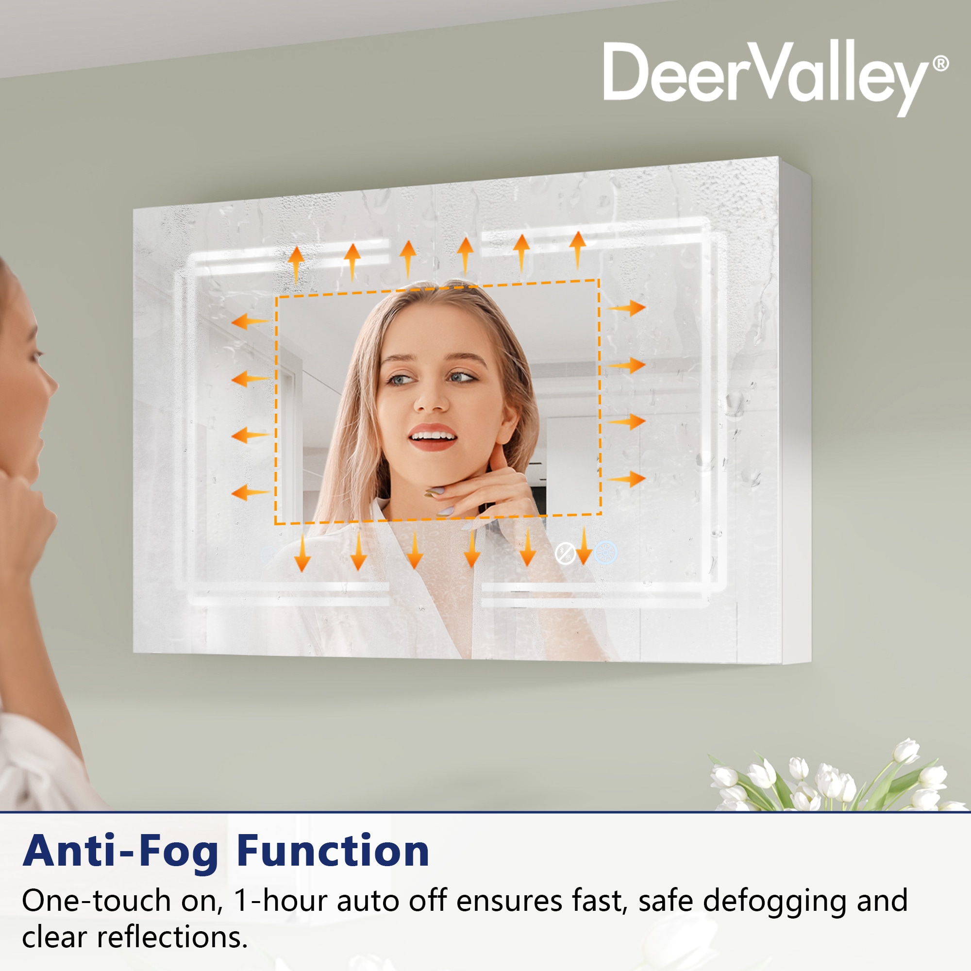 Silver Aluminum LED Medicine Cabinet with Mirror and Bluetooth Speaker