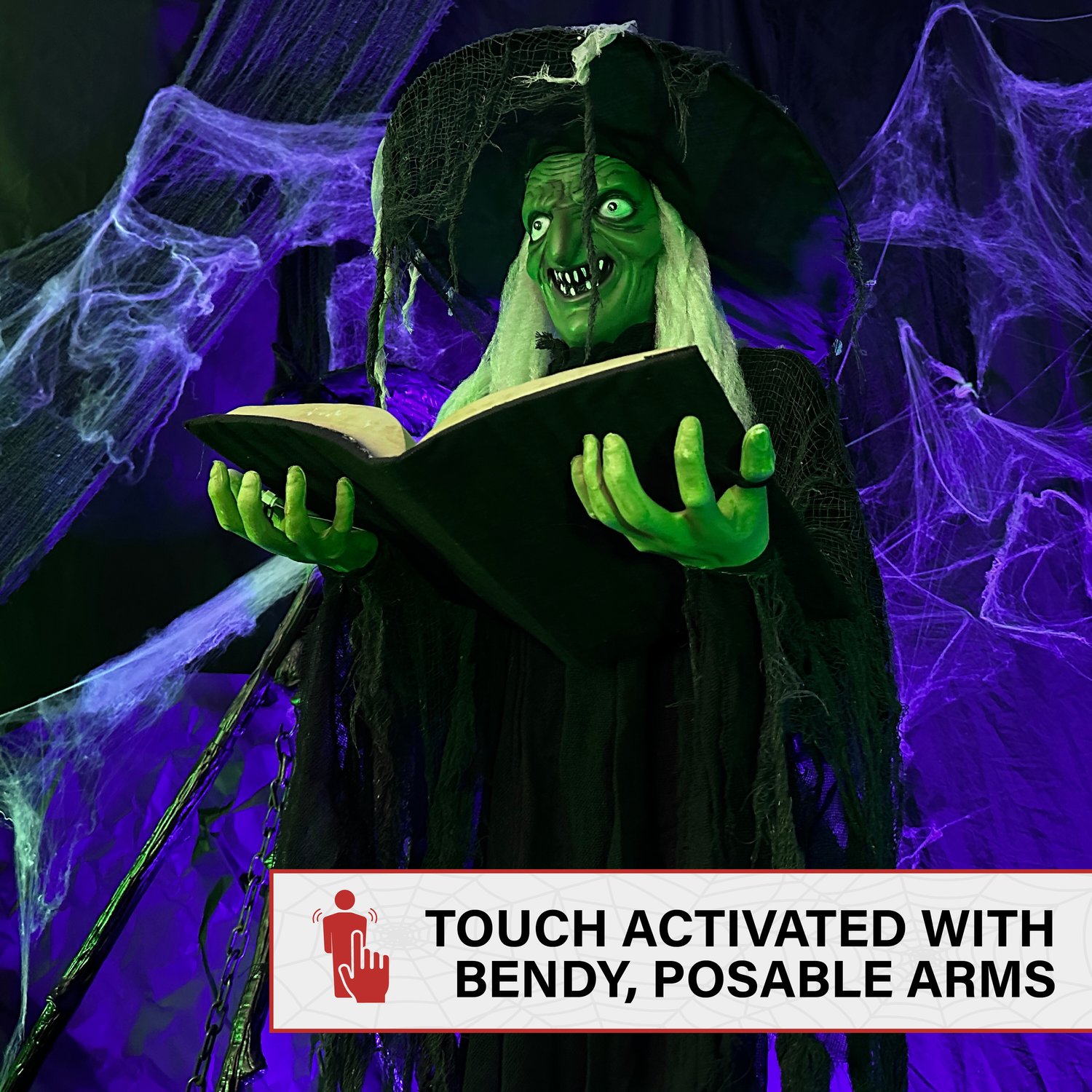 Haunted Hill Farm 5.75-ft Freestanding Talking Lighted Witch