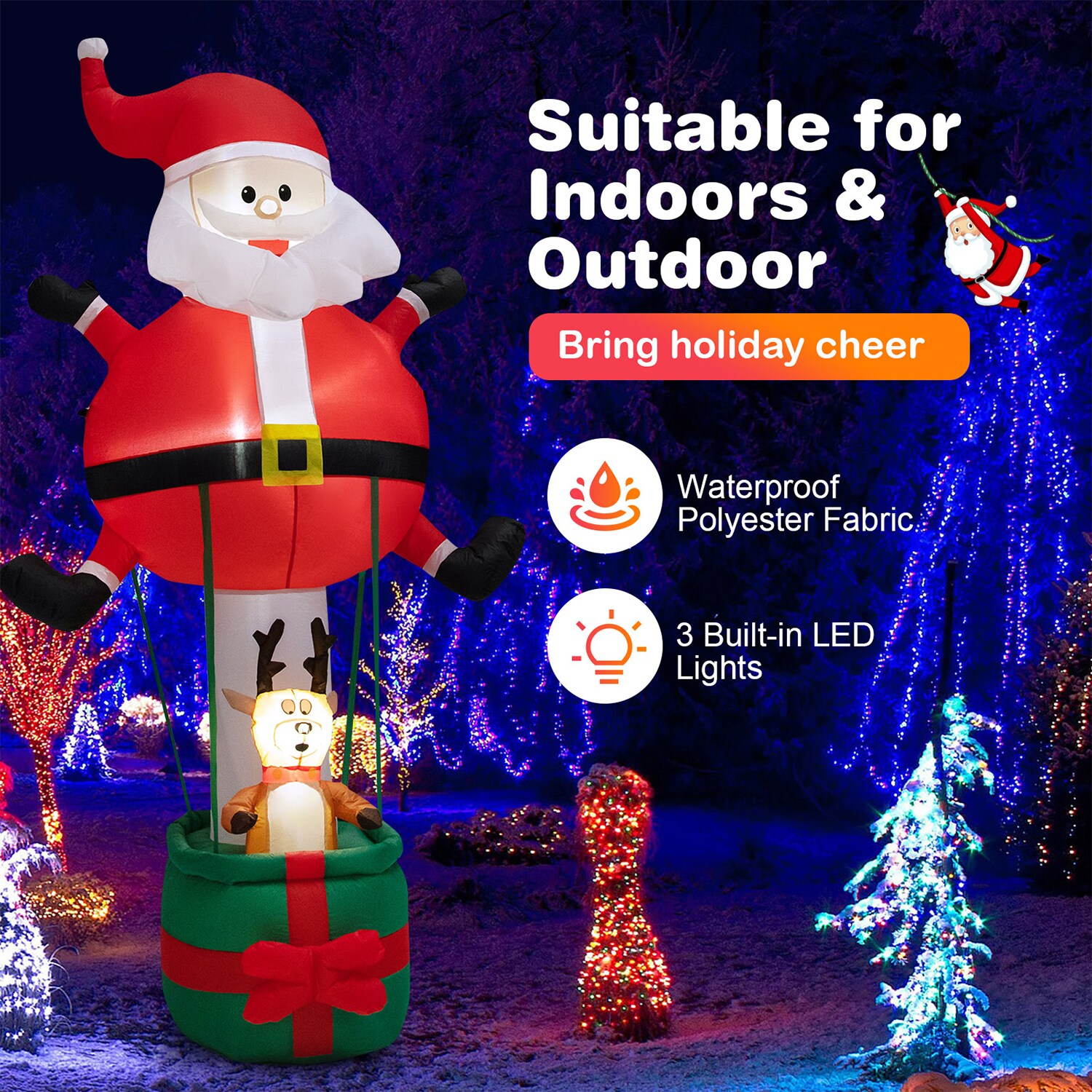 Wellfor 8 Ft Lighted Santa Christmas Inflatable Hyz23989us At