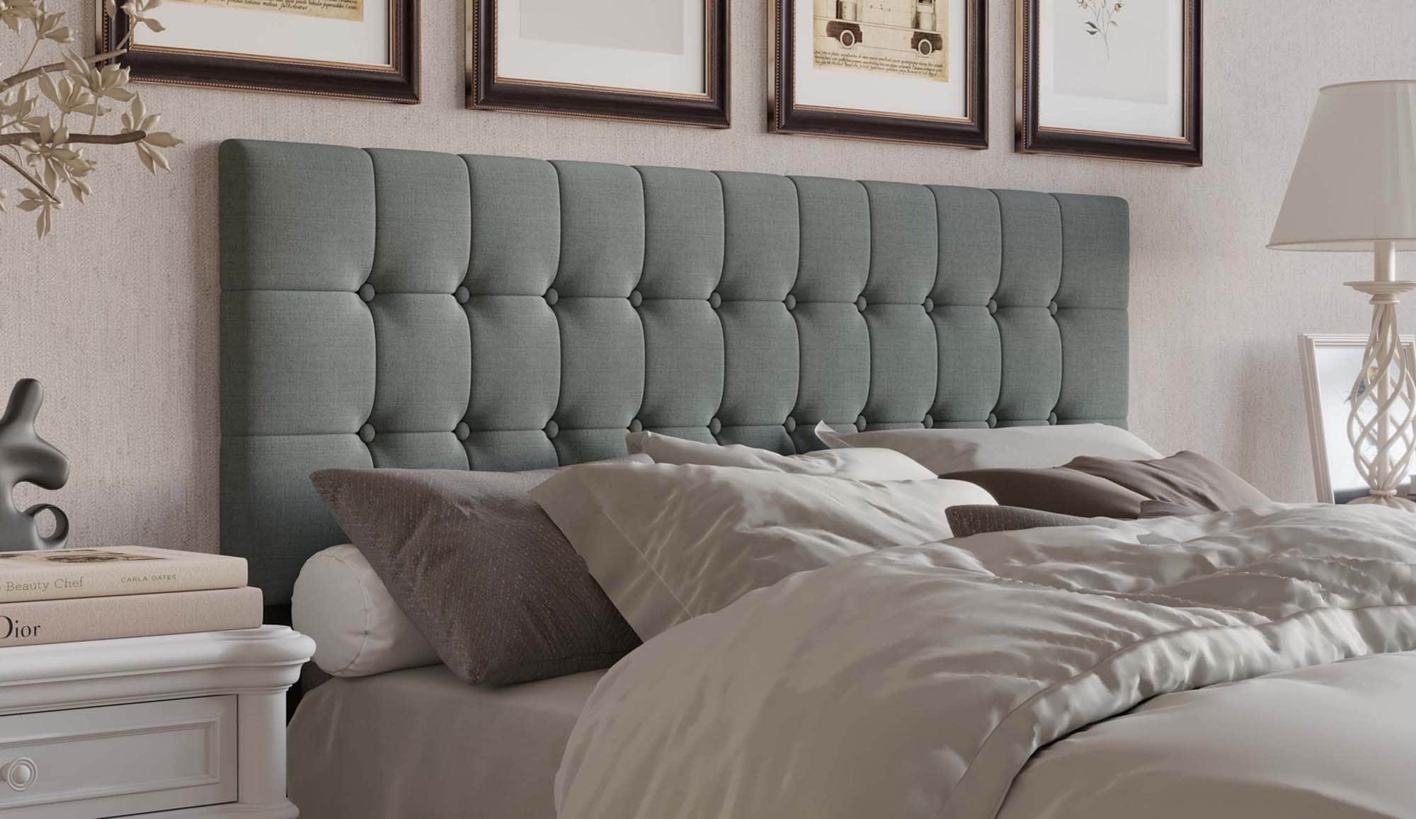 CasePiece C8377FUHB-LGY-LN Light Grey Full Linen Upholstered Headboard