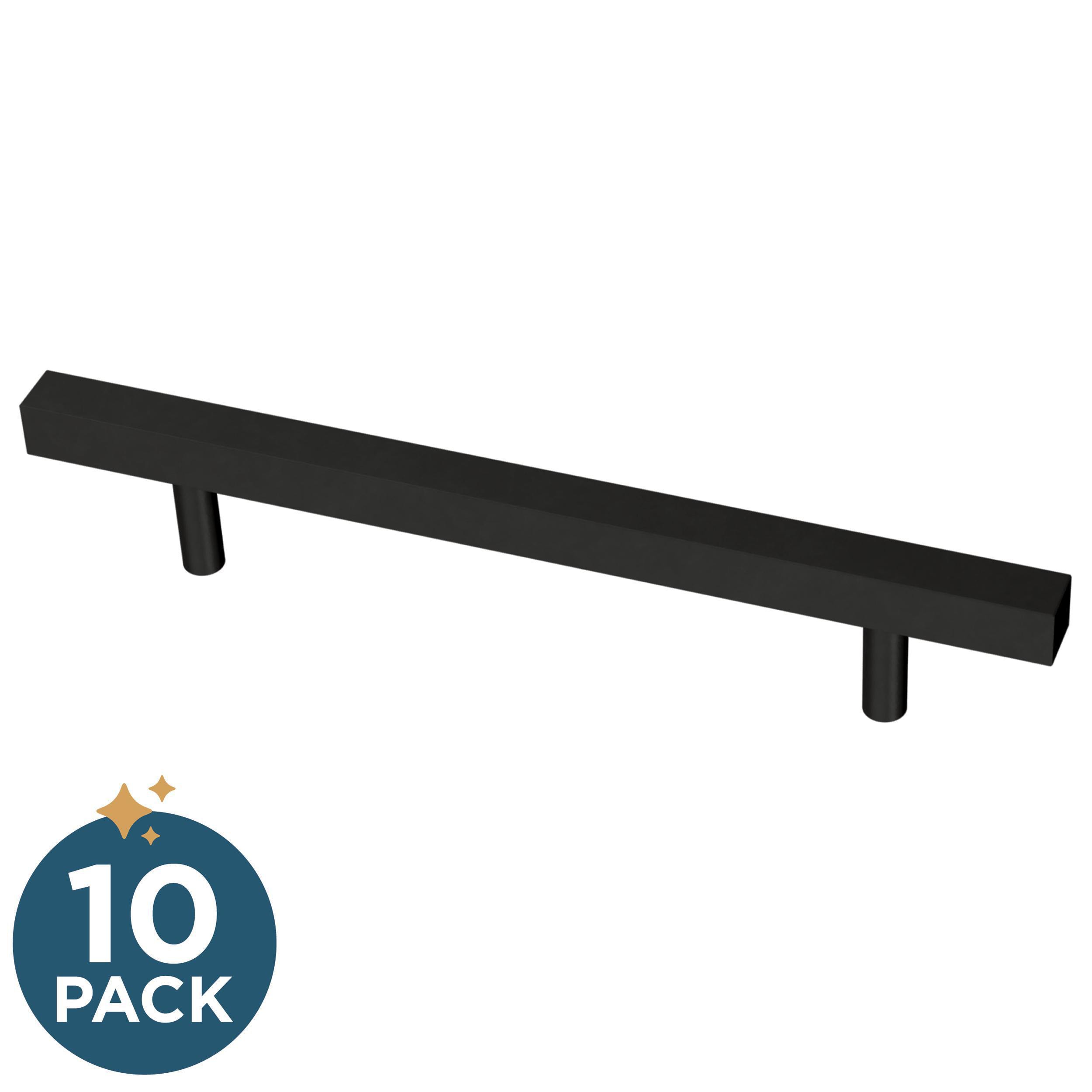 Franklin Brass P46657K-FB-B Simple Square Bar 5-1/16-in , 128mm Center to Center Matte Black Rectangular Bar 10 -Pack