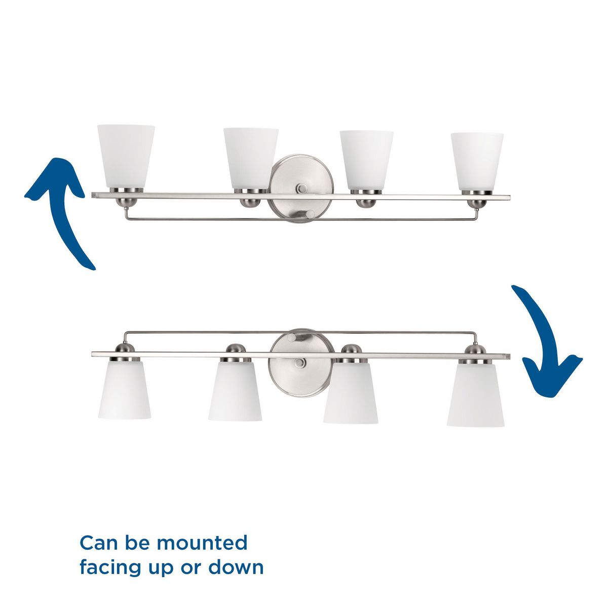 Brushed Nickel 4-Light Bath Vanity with Etched Glass Shades