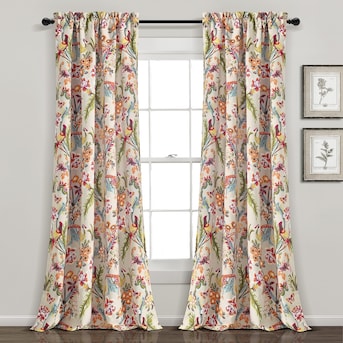 Lush Decor 84-in Neutral Light Filtering Rod Pocket Curtain Panel Pair in  the Curtains & Drapes department at