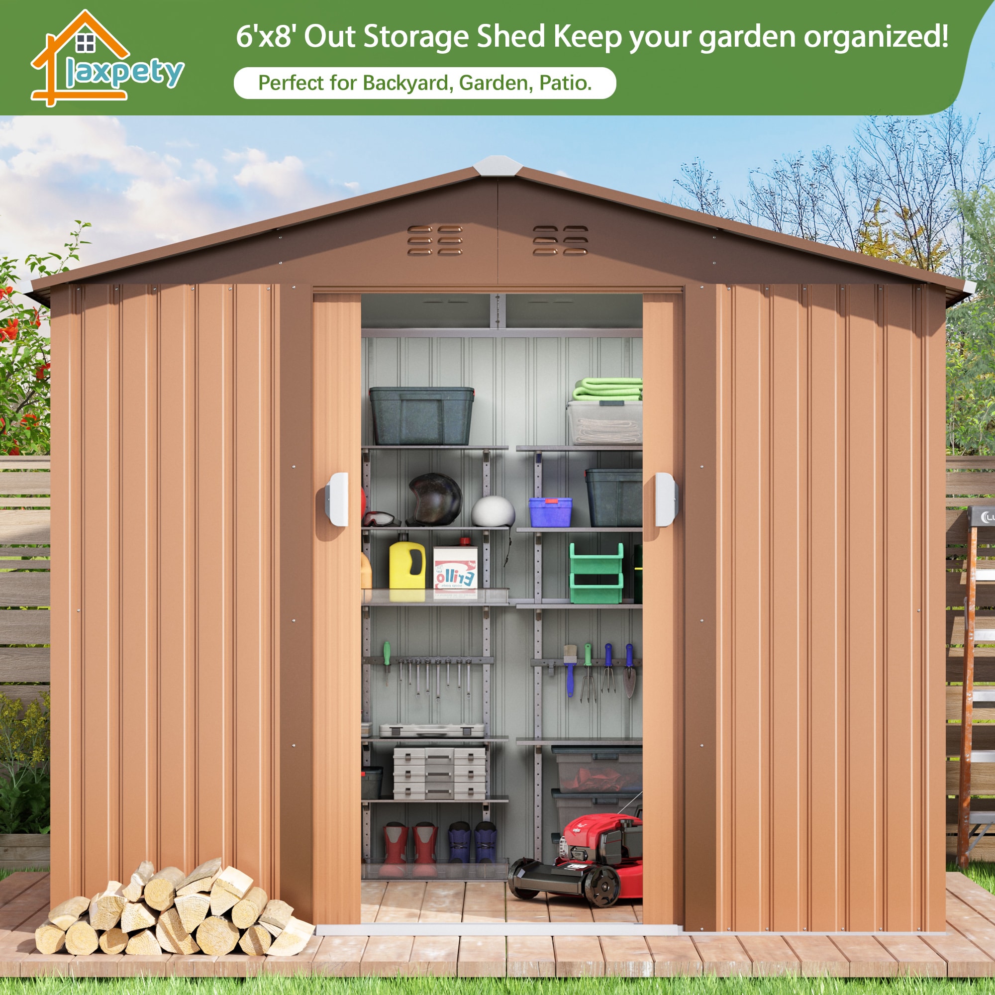 Jaxpety HG61K1325-L01 8-Feet x 6-Feet SKY Galvanized steel Storage Shed