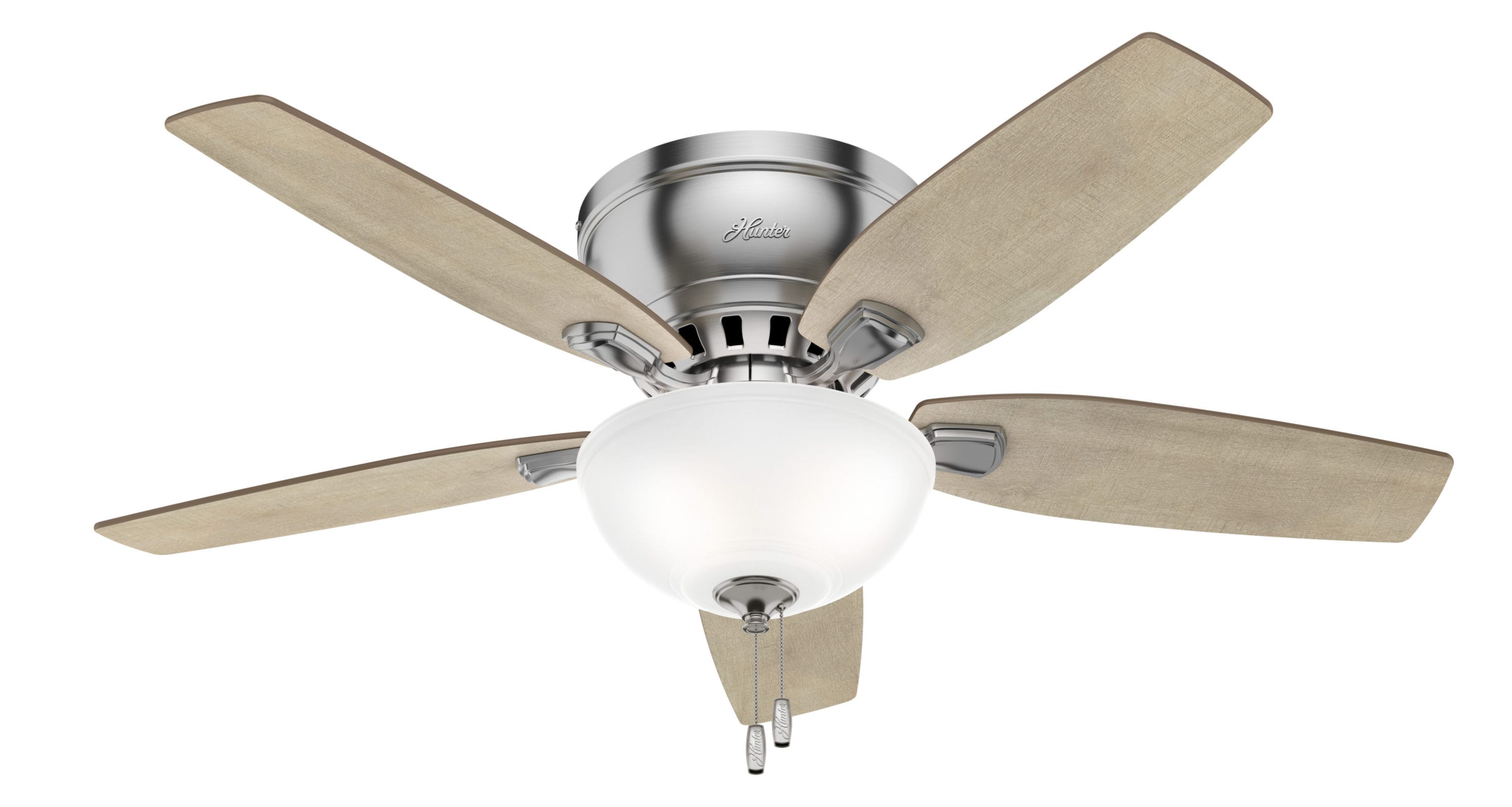 Hunter 52291 Hailey 46-in Brushed Nickel Indoor Flush Mount Ceiling Fan with Light (5-Blade)