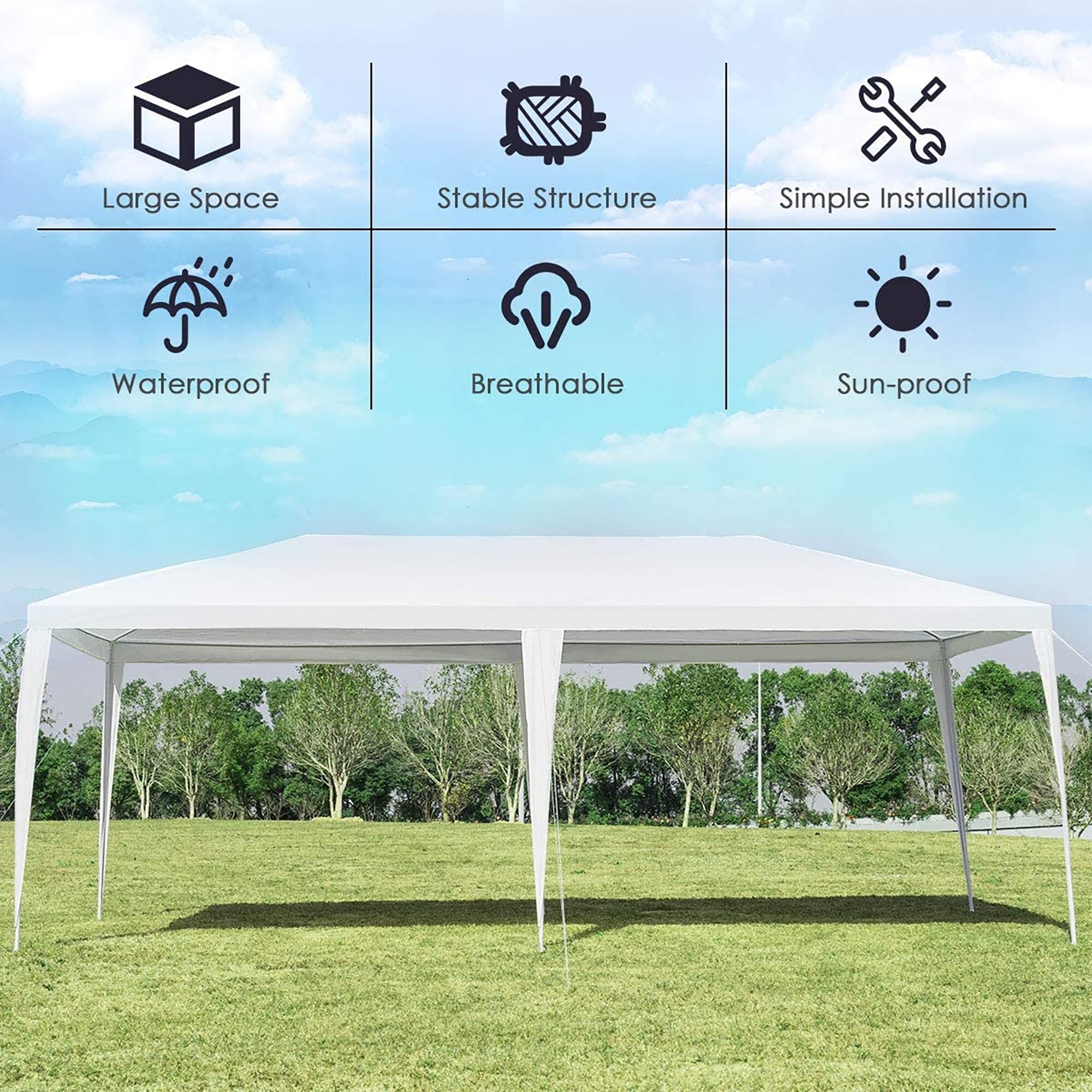 BABOOM 20-ft x 10-ft Rectangle White Party Canopy BOM-0089-CO at Lowes.com