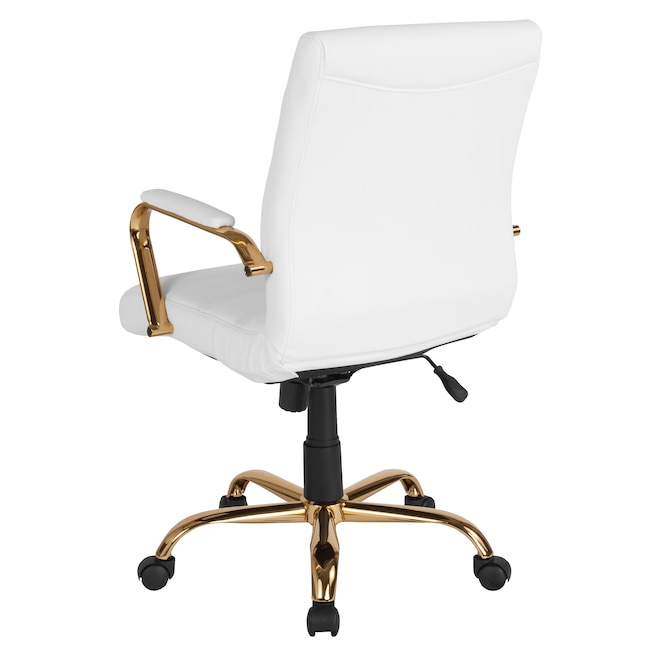 Swivel Faux Leather Executive Chair, White Office Chairs With Arms