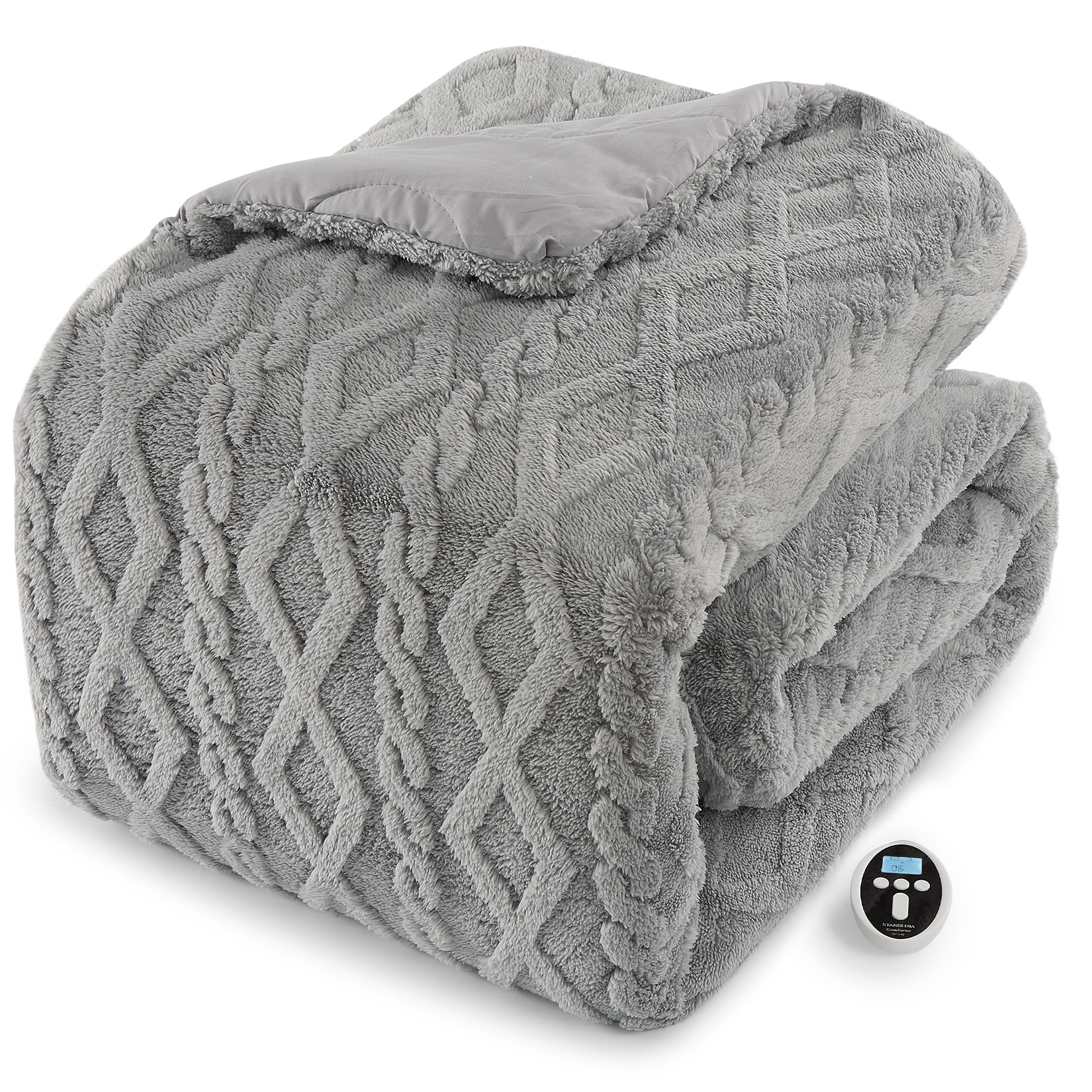 GarveeLife Queen Size Grey Heated Comforter Blanket 90 + 90 Inch ...