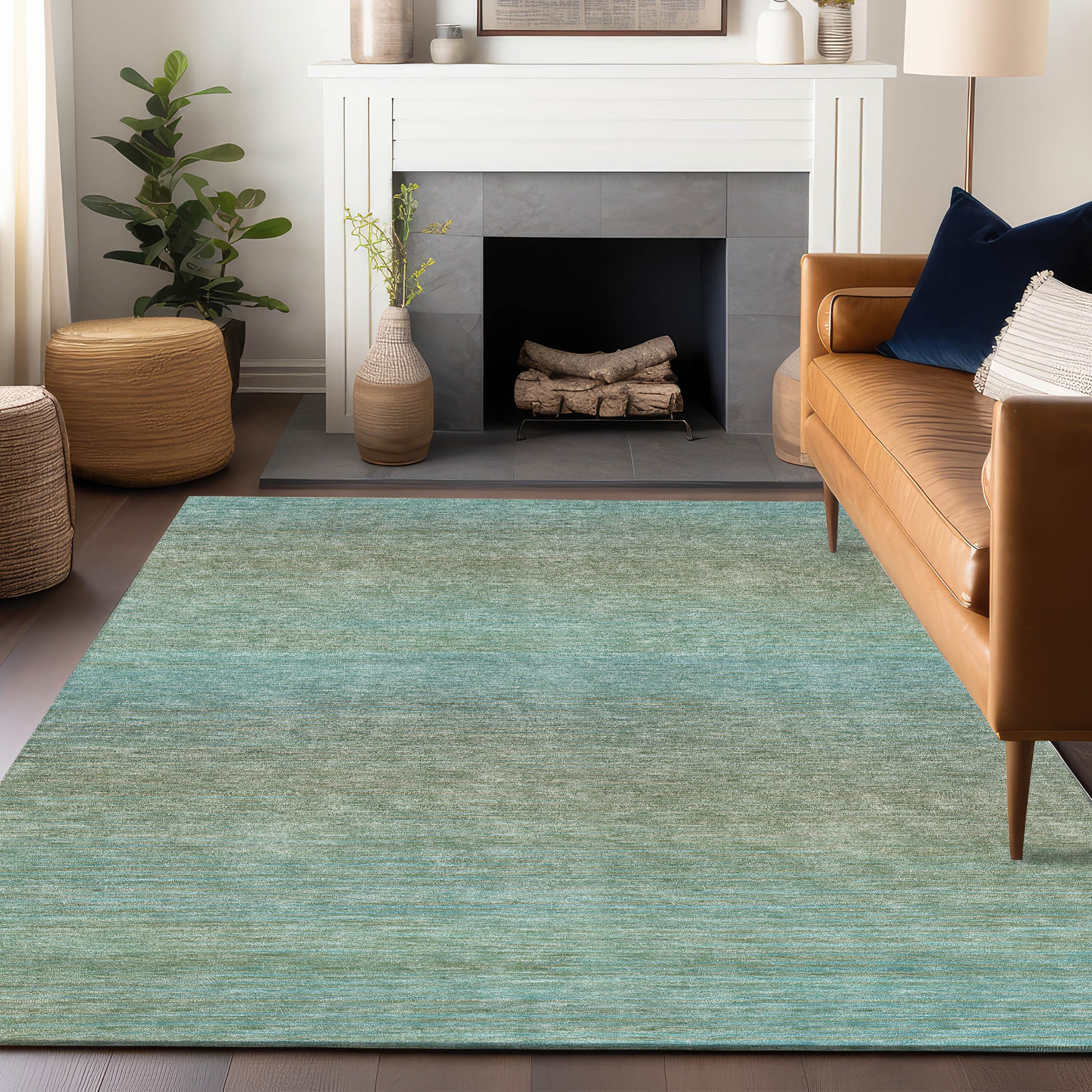 Addison Rugs ACN1295TE10X14 Chantille ACN1295TE 10 x 14 (ft) Polyester Teal Rectangular Indoor/Outdoor Geometric Machine washable Area rug