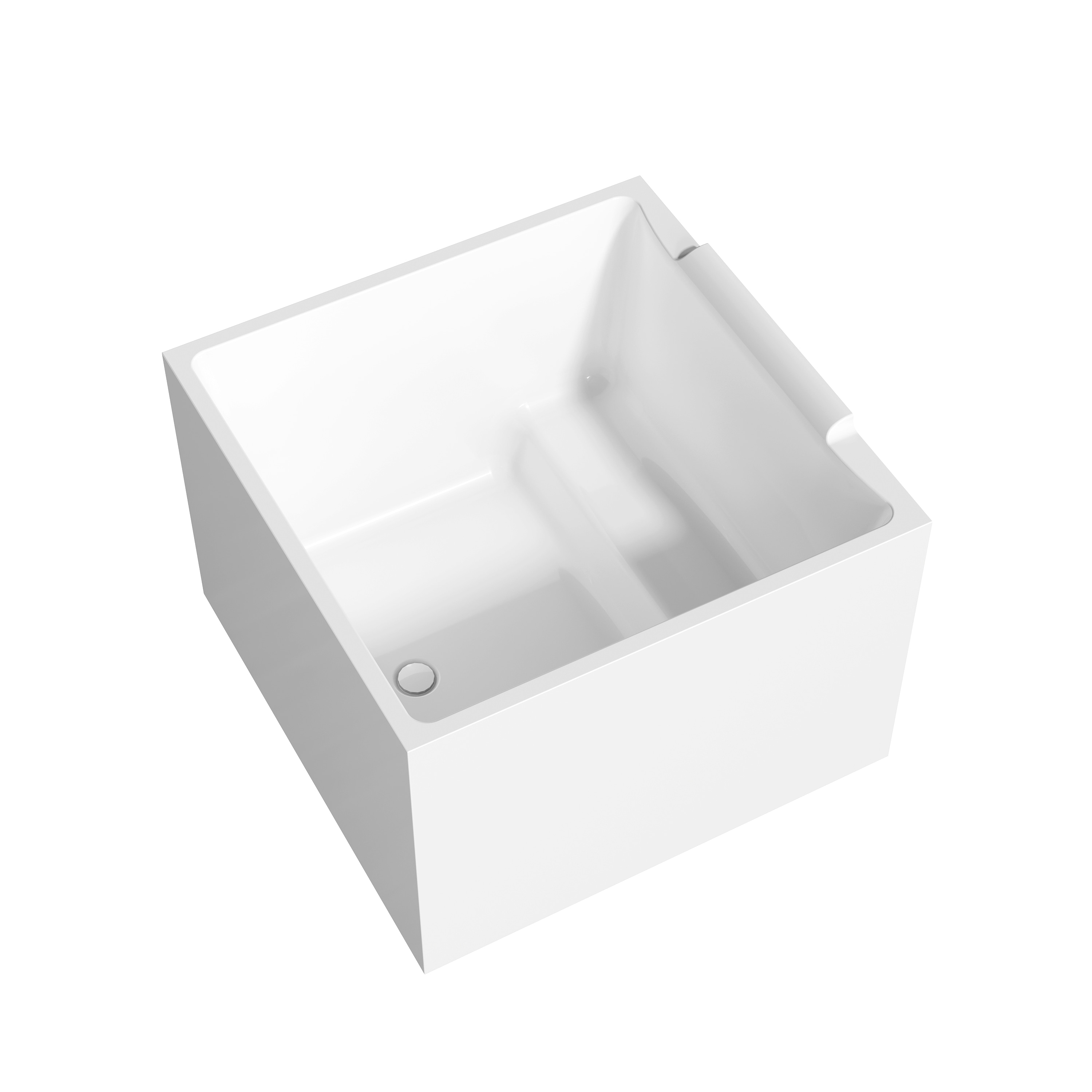 Forclover Serenity Soaking Tub with Seat 39-in x 39-in White Acrylic Square Freestanding Soaking Bathtub with Drain ( Reversible Drain )