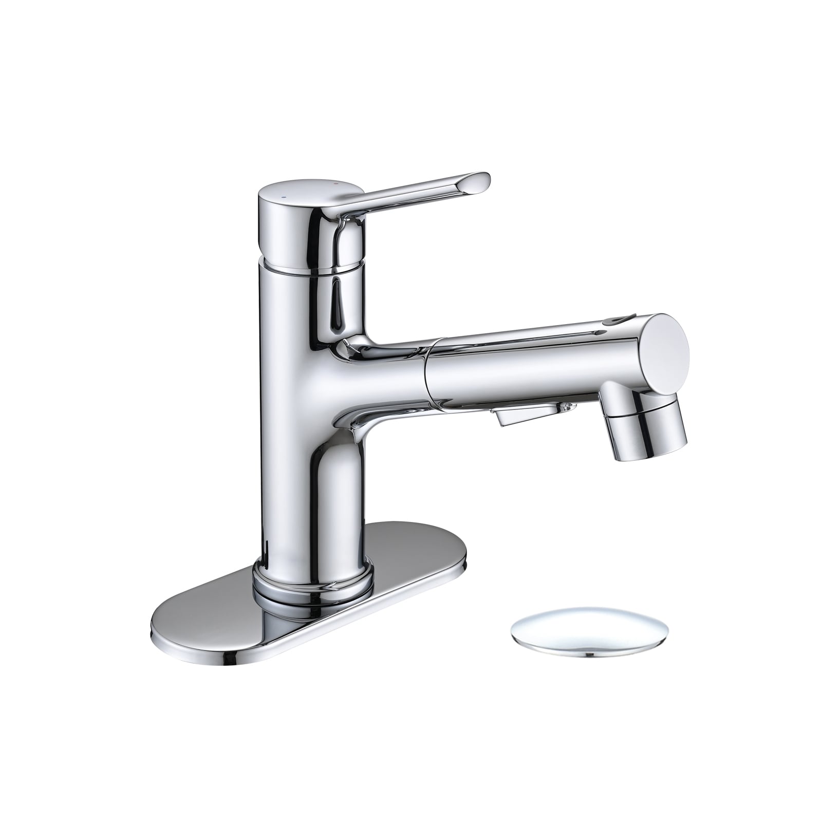 Poinic YUR9 Chrome Single hole 1-handle Swivel Residential Handle Bathroom Sink Faucet with Drain with Deck Plate