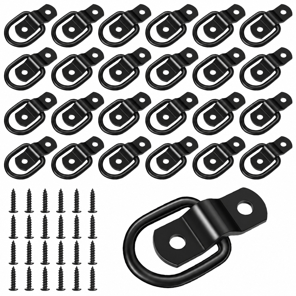 Etokfoks  24 Pack 1 4 in Steel Tie Down Anchors Heavy Duty Trailer D Rings for Truck Bed Cargo Boat Flatbed RV