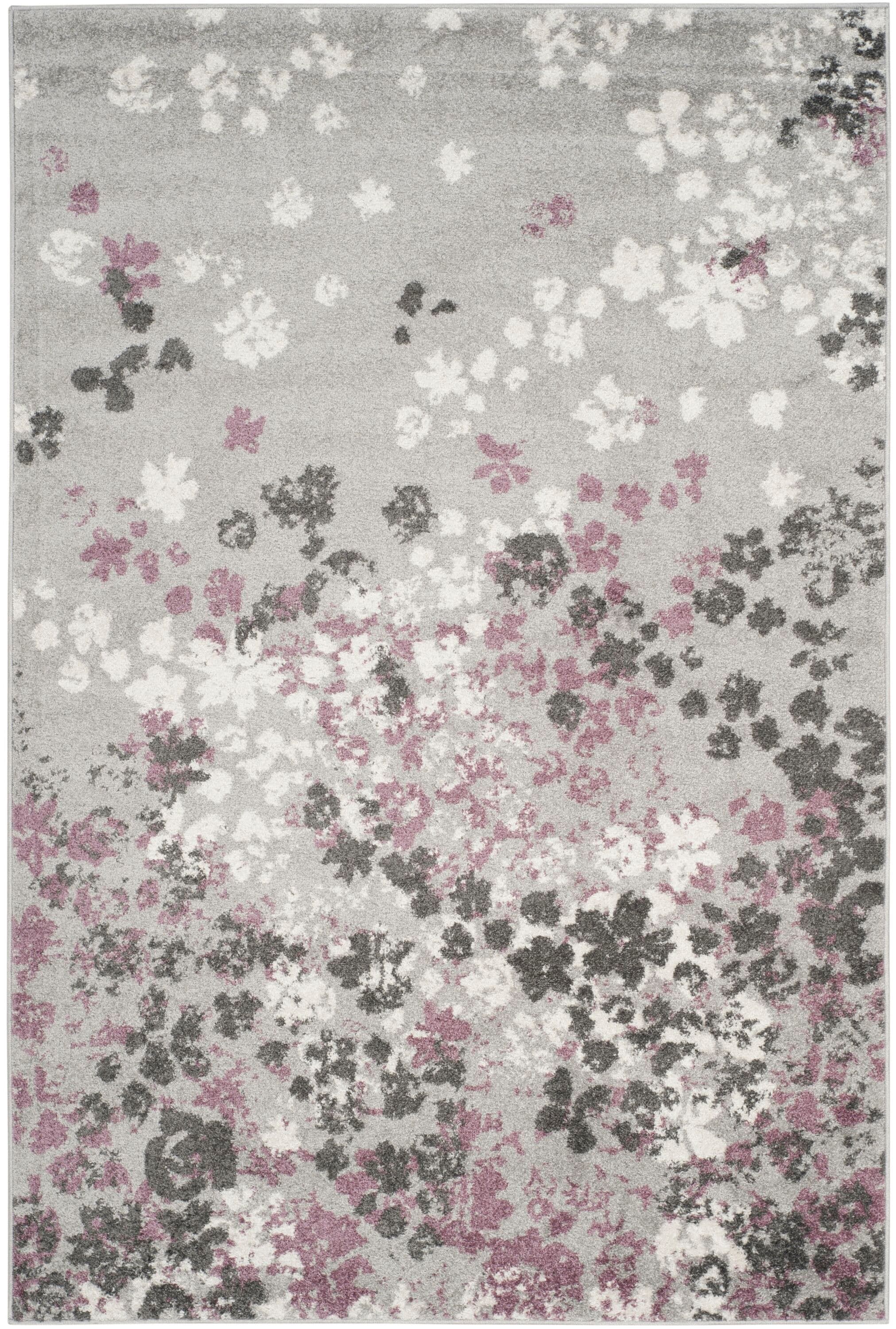 Safavieh ADR115M-5 Adirondack Garden 5 x 8 (ft) Loomed Polypropylene Light Gray/Purple Rectangular Indoor Floral/Botanical French Country Area rug