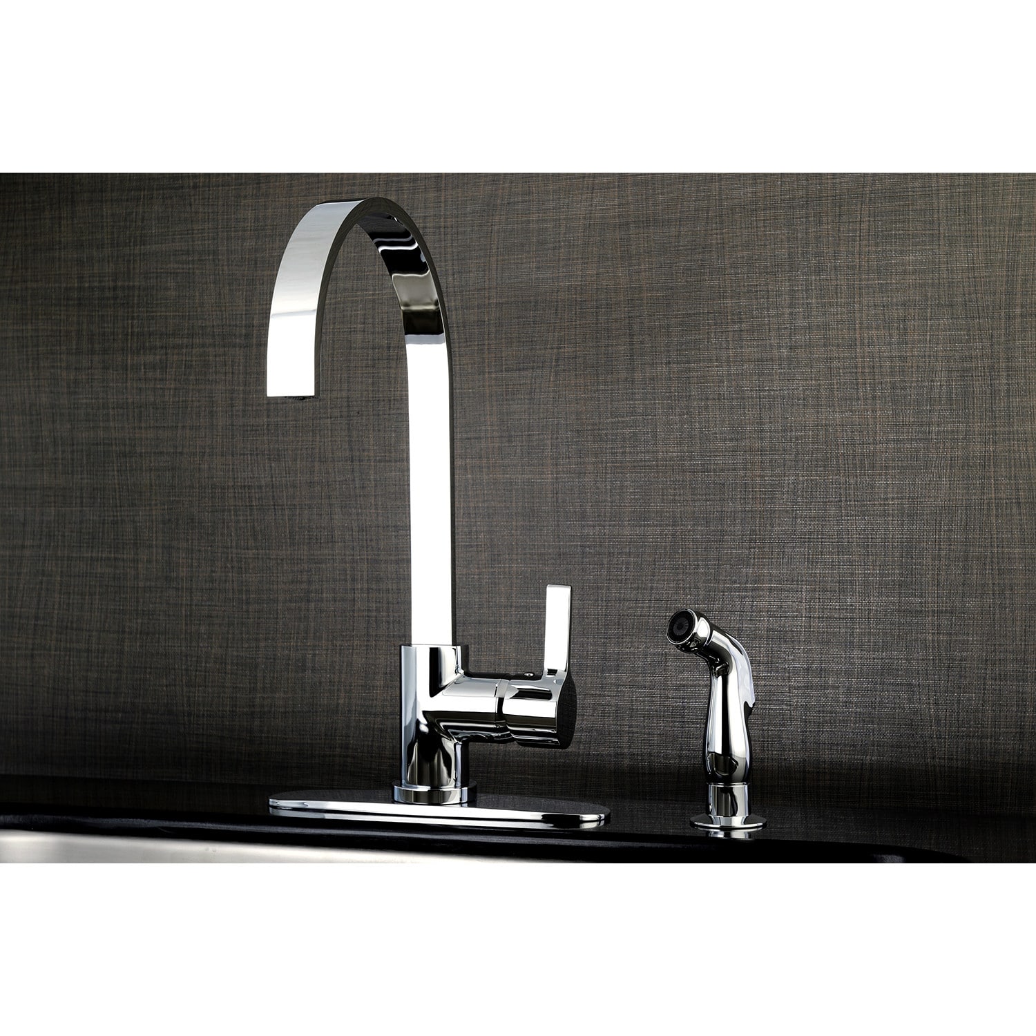 Kingston Brass ULS8711CTLSP Continental Polished chrome Single Handle Deck-mount Kitchen Faucet with Sprayer ( Deck Plate Included ) ( Side Sprayer Included )