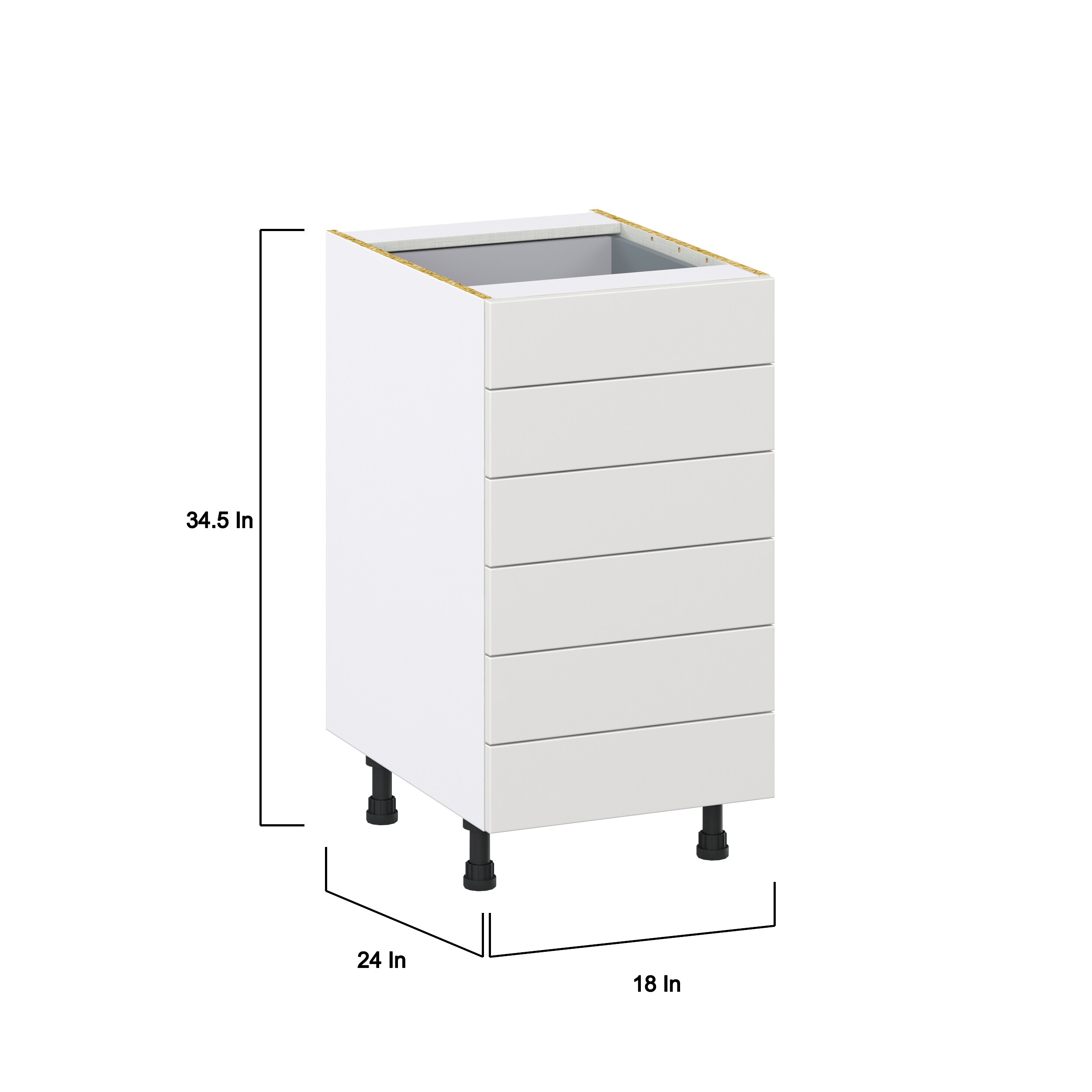 Hugo&Borg Riviera 18-in W x 34.5-in H x 24-in D Bright White 6-Drawer Base Fully Assembled Cabinet