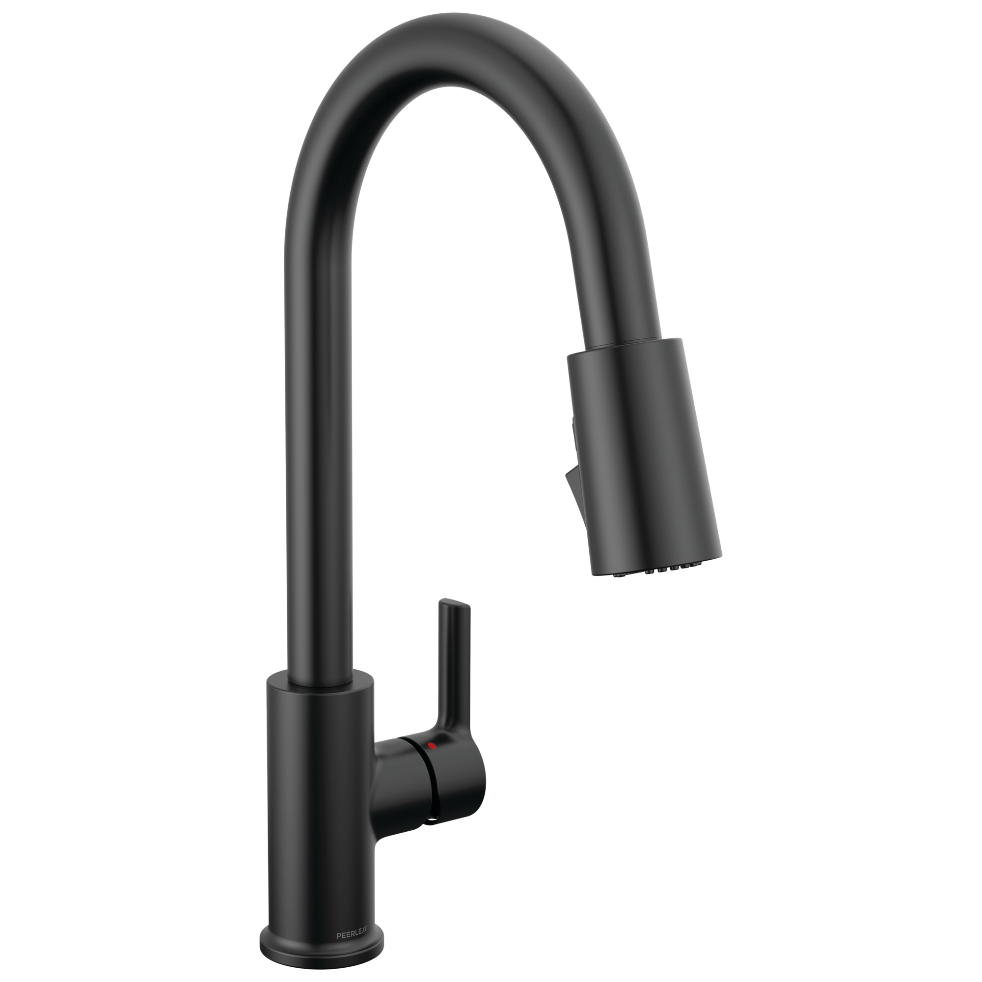 Peerless P7912LF-BL-1.0 Flute Matte Black Single Handle Deck-mount Kitchen Faucet with Sprayer