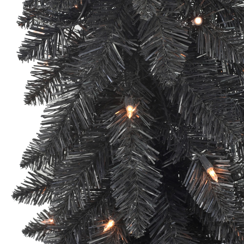 Puleo International 4-ft Pine Pre-lit Pencil Black Artificial Christmas ...