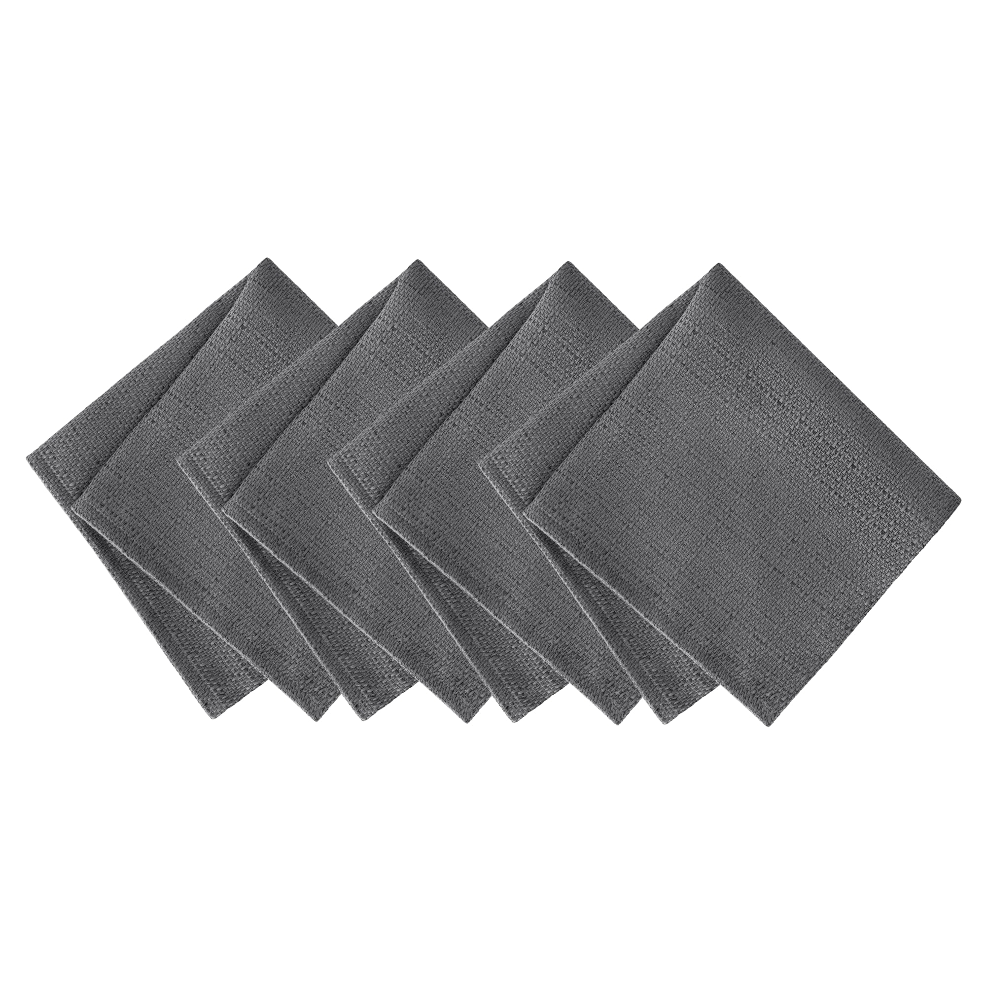 Elrene Home Fashions 194590065027 Laurel Solid Texture Water and Stain Resistant 4 -Pack Gray Polyester Square Napkin(s)
