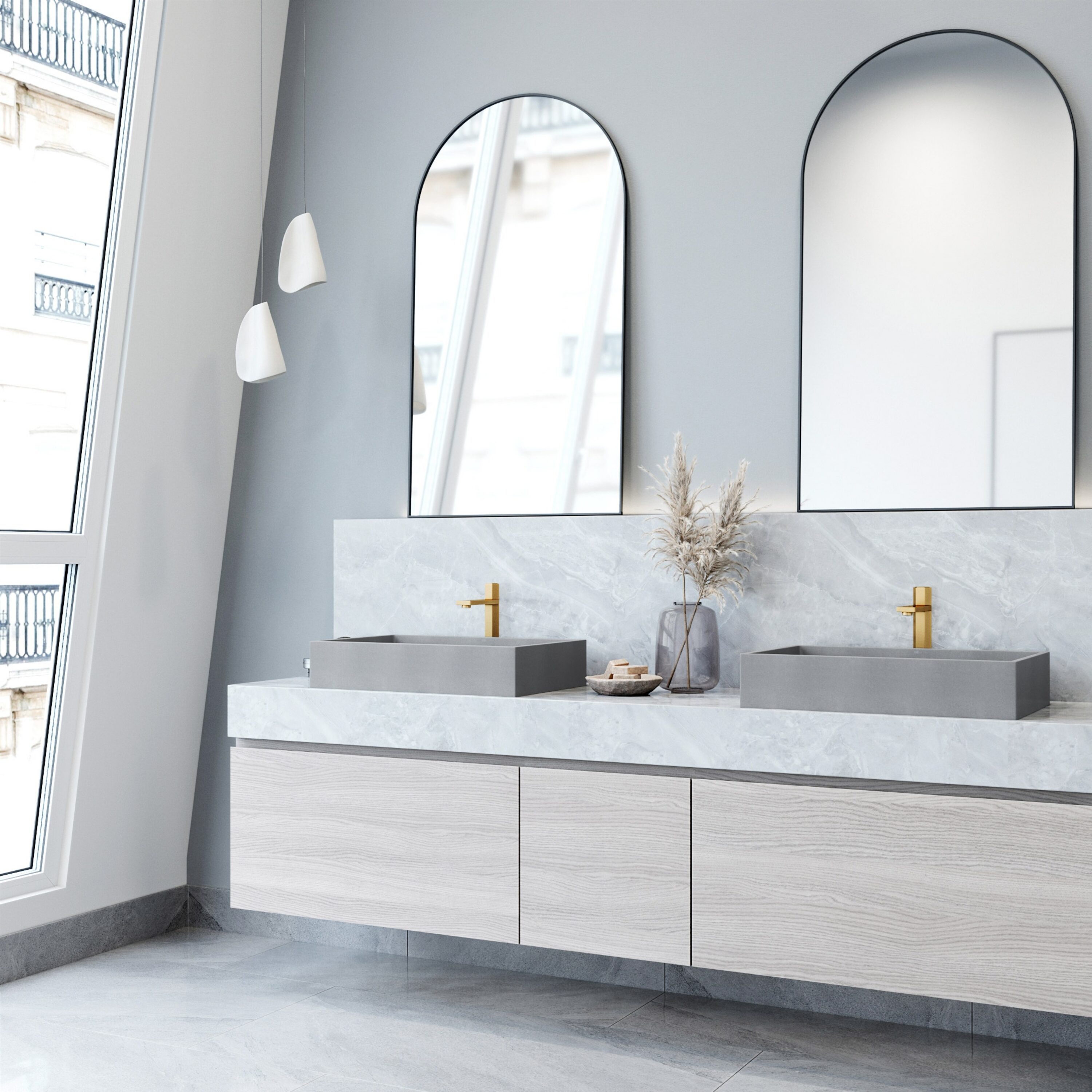 Concreto Stone 24" Gray Rectangular Vessel Bathroom Sink