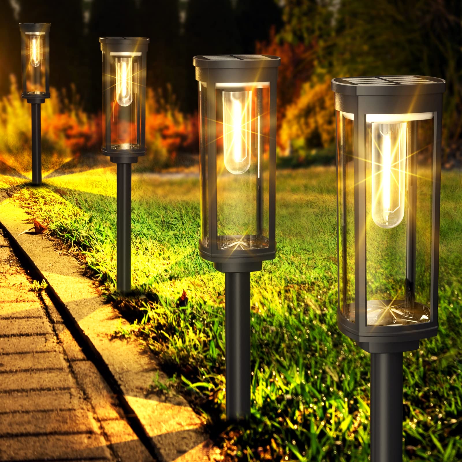 Phewnyzo  Solar Pathway Lights Outdoor 6 Pack Bright Waterproof Solar Powered Landscape Lights for Driveway Lawn Patio Sidewalk Yard