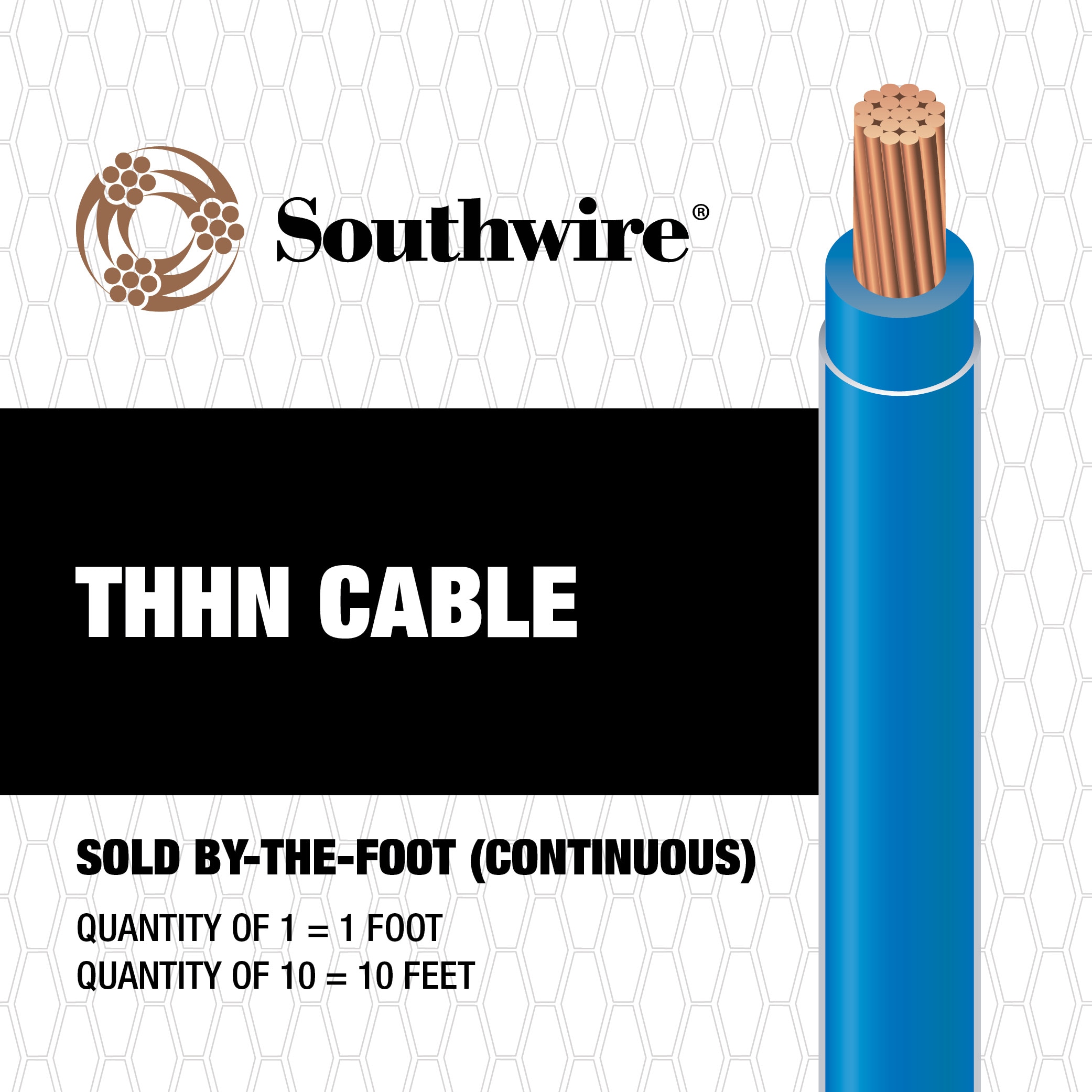 THHN 10 AWG Stranded Blue Copper Building Wire 500 FT Spool Order by the  foot - 500 FT Minimum