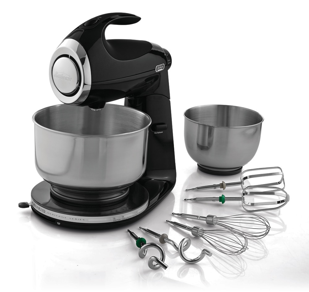  Sunbeam 2594 350-Watt MixMaster Stand Mixer with Dough Hooks  and Beaters, Black: Electric Stand Mixers: Home & Kitchen