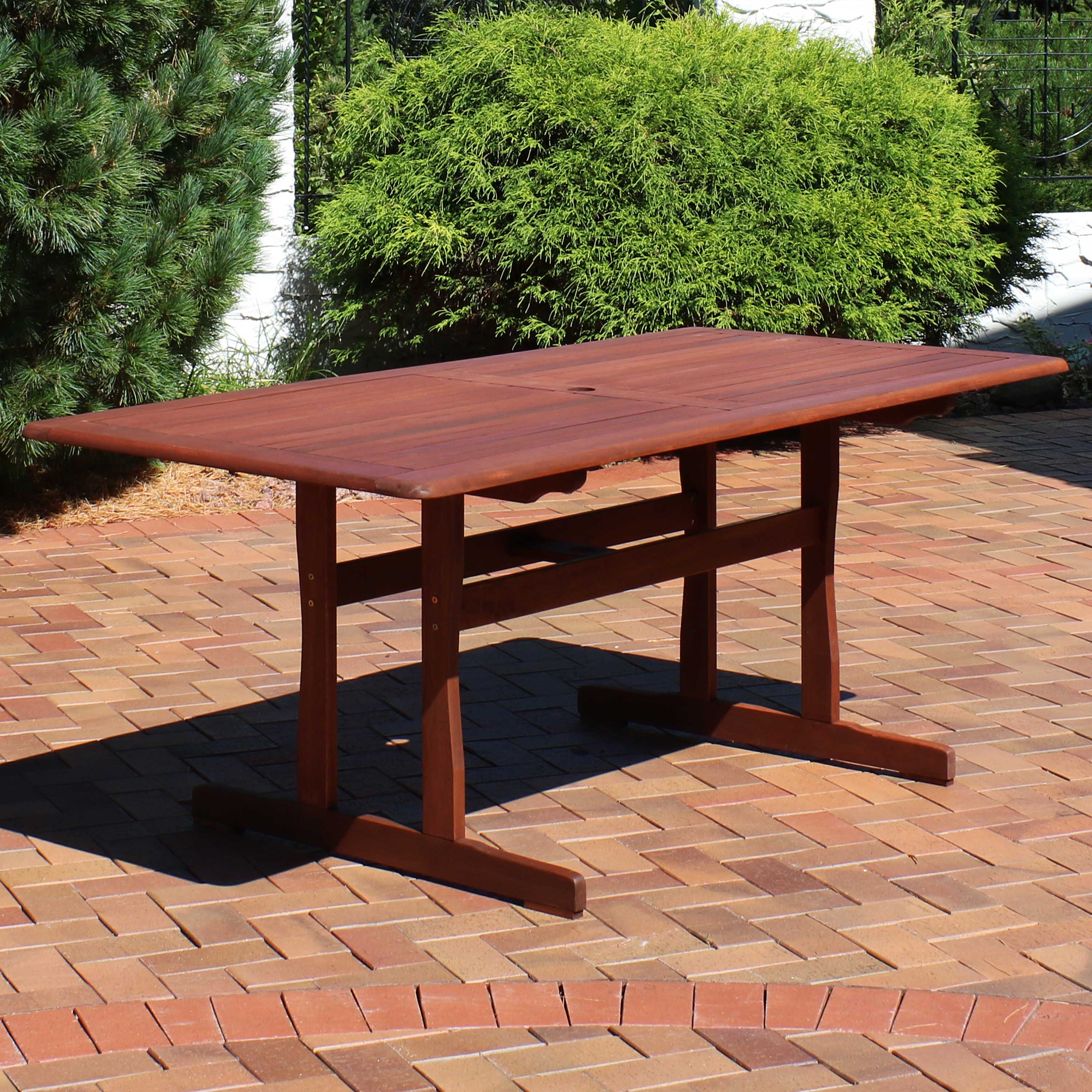Sunnydaze Decor STR-510 Rectangle Outdoor Dining Table 35.25-in W x 70.5-in L with Umbrella Hole