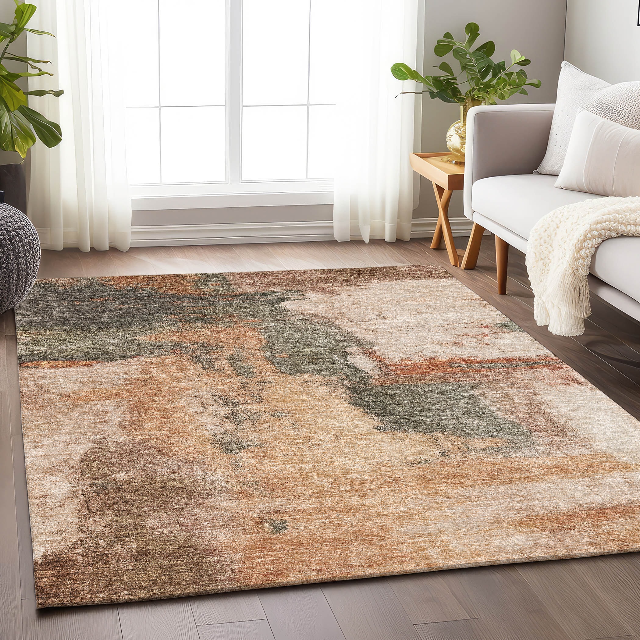 Addison Rugs ACN1068TR8X10 Chantille ACN1068TR 8 x 10 (ft) Polyester Terracotta Rectangular Indoor/Outdoor Geometric Machine washable Area rug