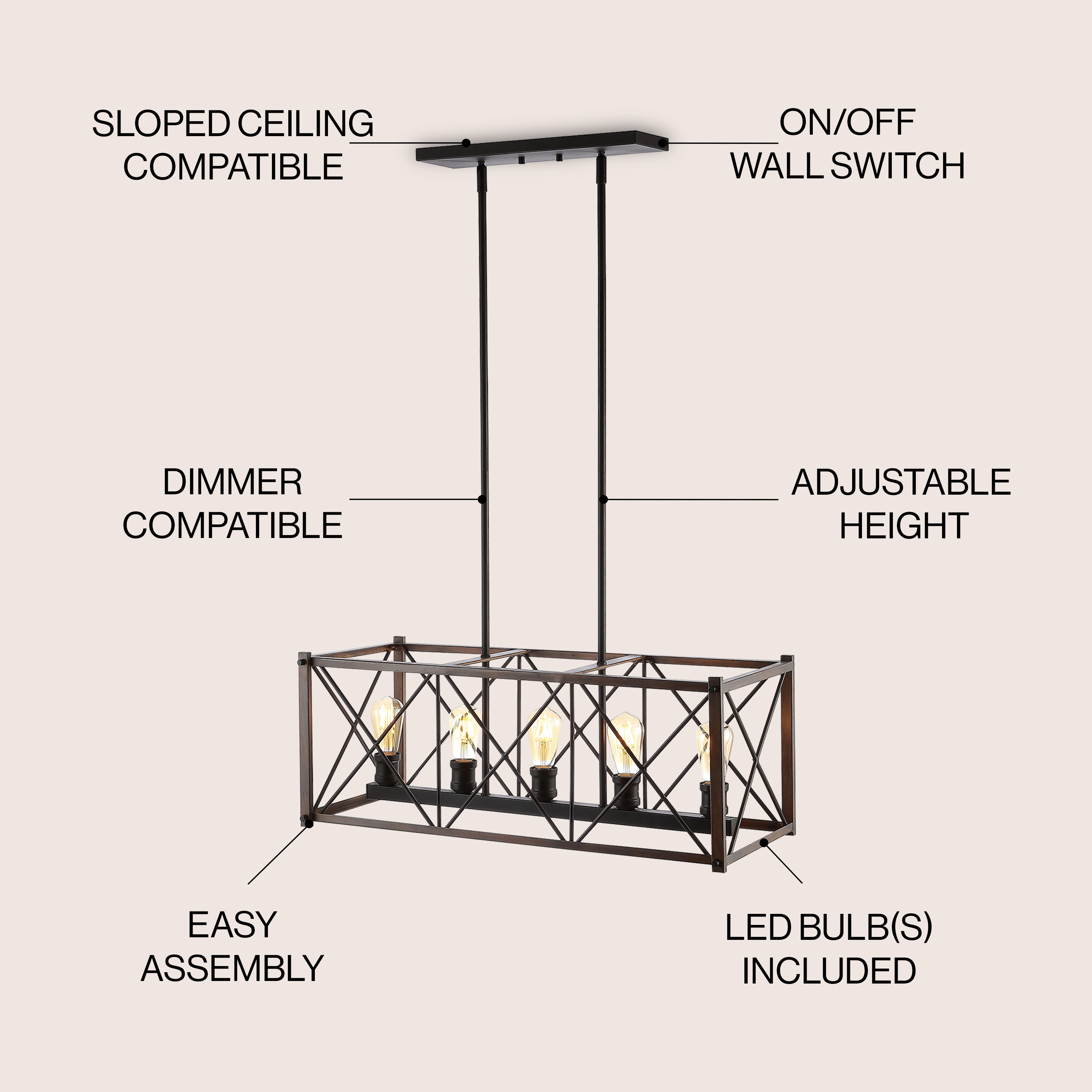 Bronze Farmhouse 33" LED Dimmable Iron Pendant Light