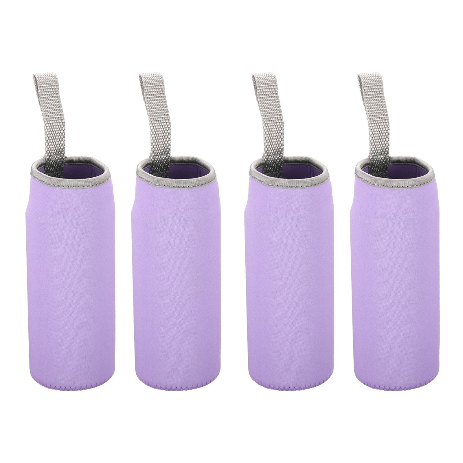 PATIKIL 65mmx180mm Water Bottle Sleeve 4pcs Neoprene Insulated Bottle Bag Holder Carrier Pouch with Finger Strap Light Purple #S26051100UX6803