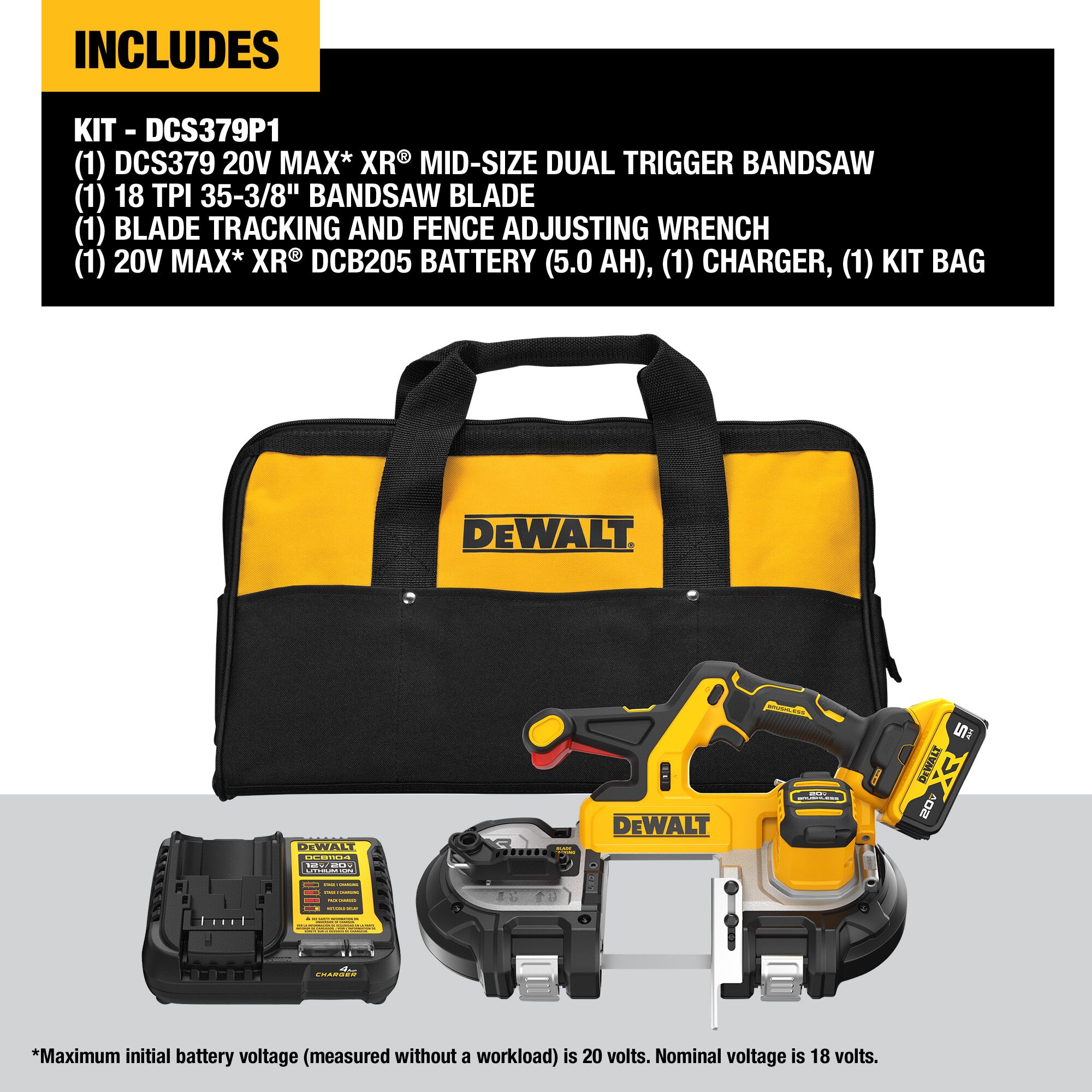 DEWALT 20-Volt 3.375-in Portable Band Saw (Charger Included and 1-Battery) DCS379P1 Sansujyuku sansujyuku.com