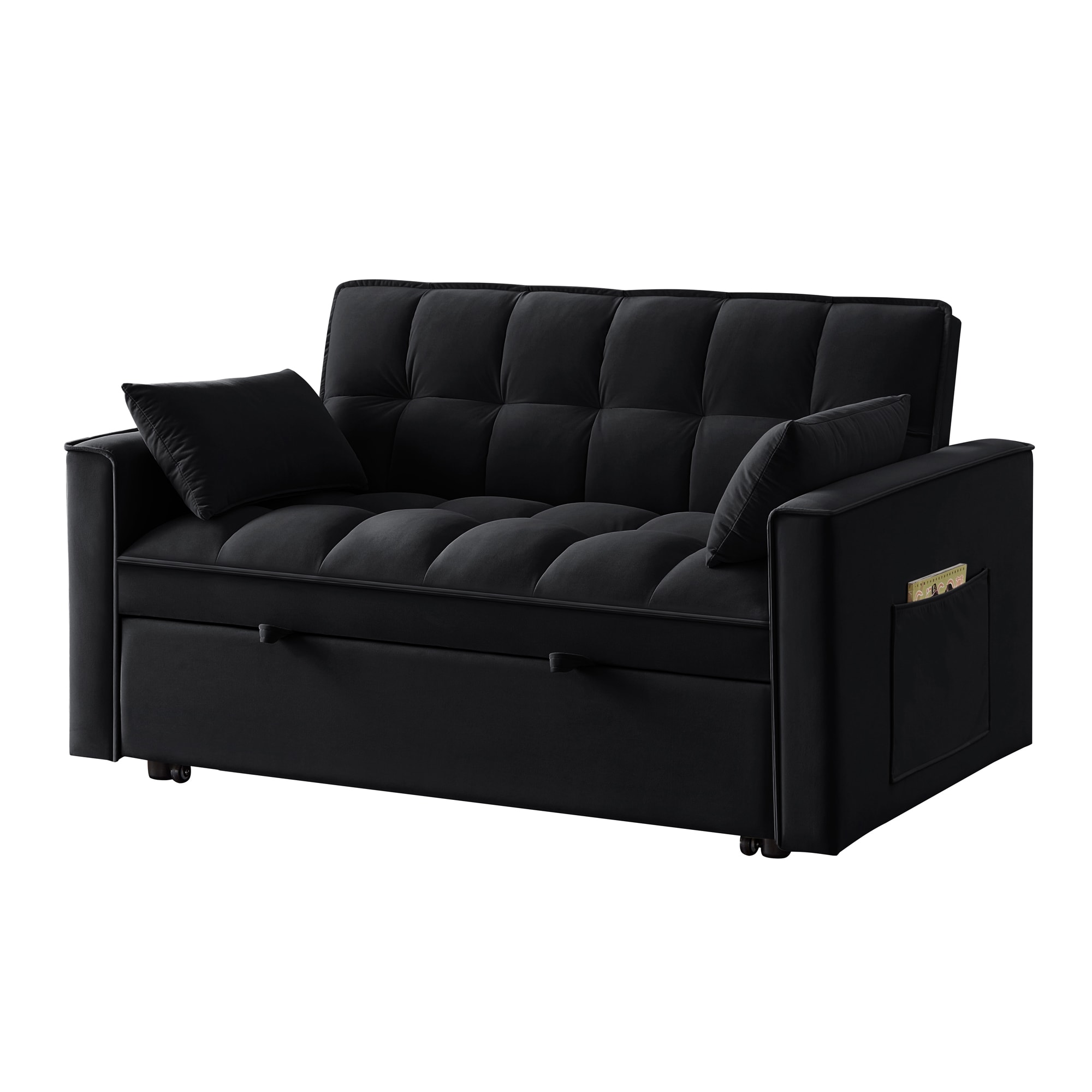 Bybafun Black Contemporary/Modern Velvet Sofa bed #YD3800010