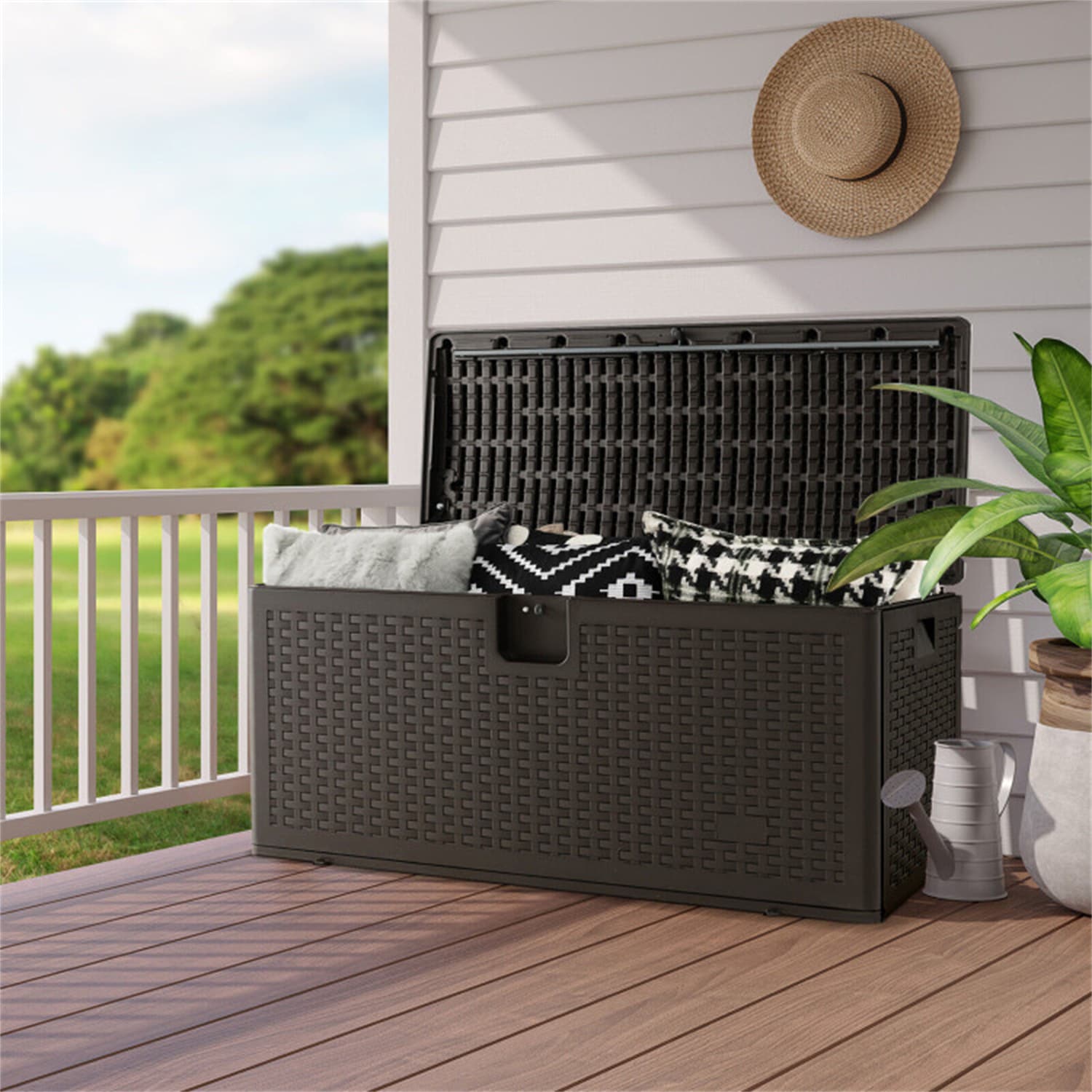 45-in L x 21-in 73-Gallons Brown Metal Deck Box | - BABOOM BOM-OP3456-CO