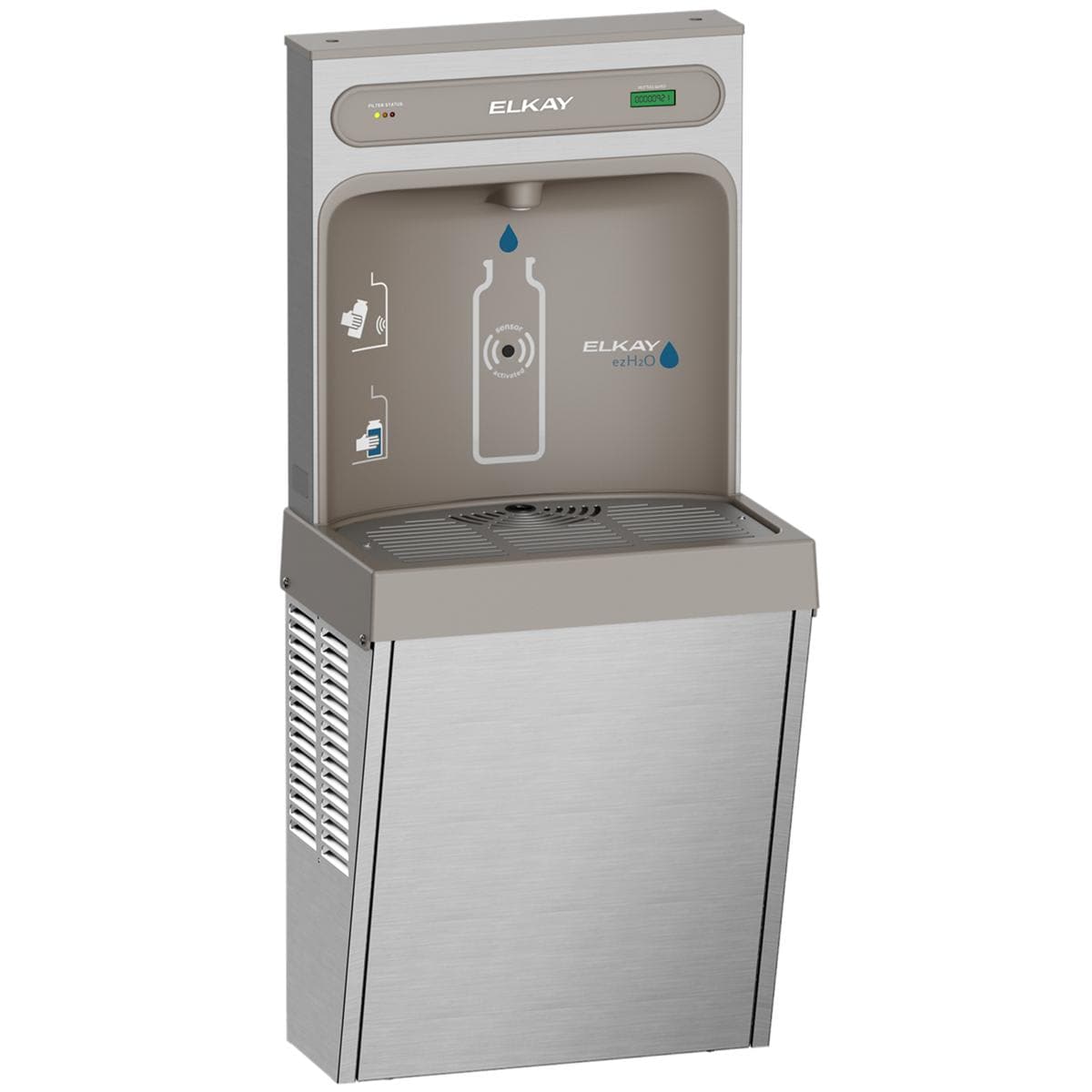 Elkay - LZ8WSSSMC EZH2O 8GPH Surface Mounted Hands Free Bottle Filling Station with Refrigerated...