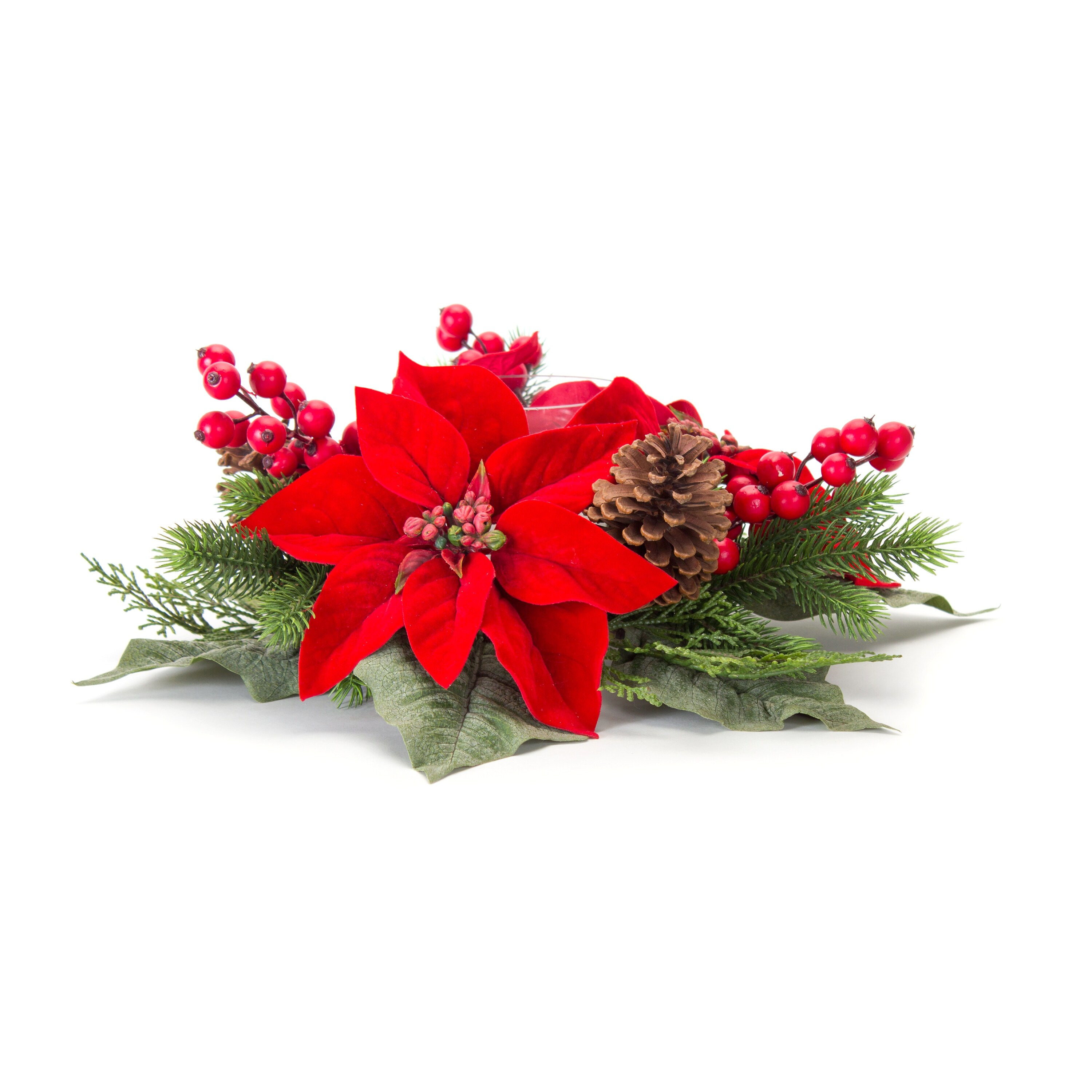 Melrose International 77424DS 7.25-in Red and Green Indoor Poinsettia Flowers