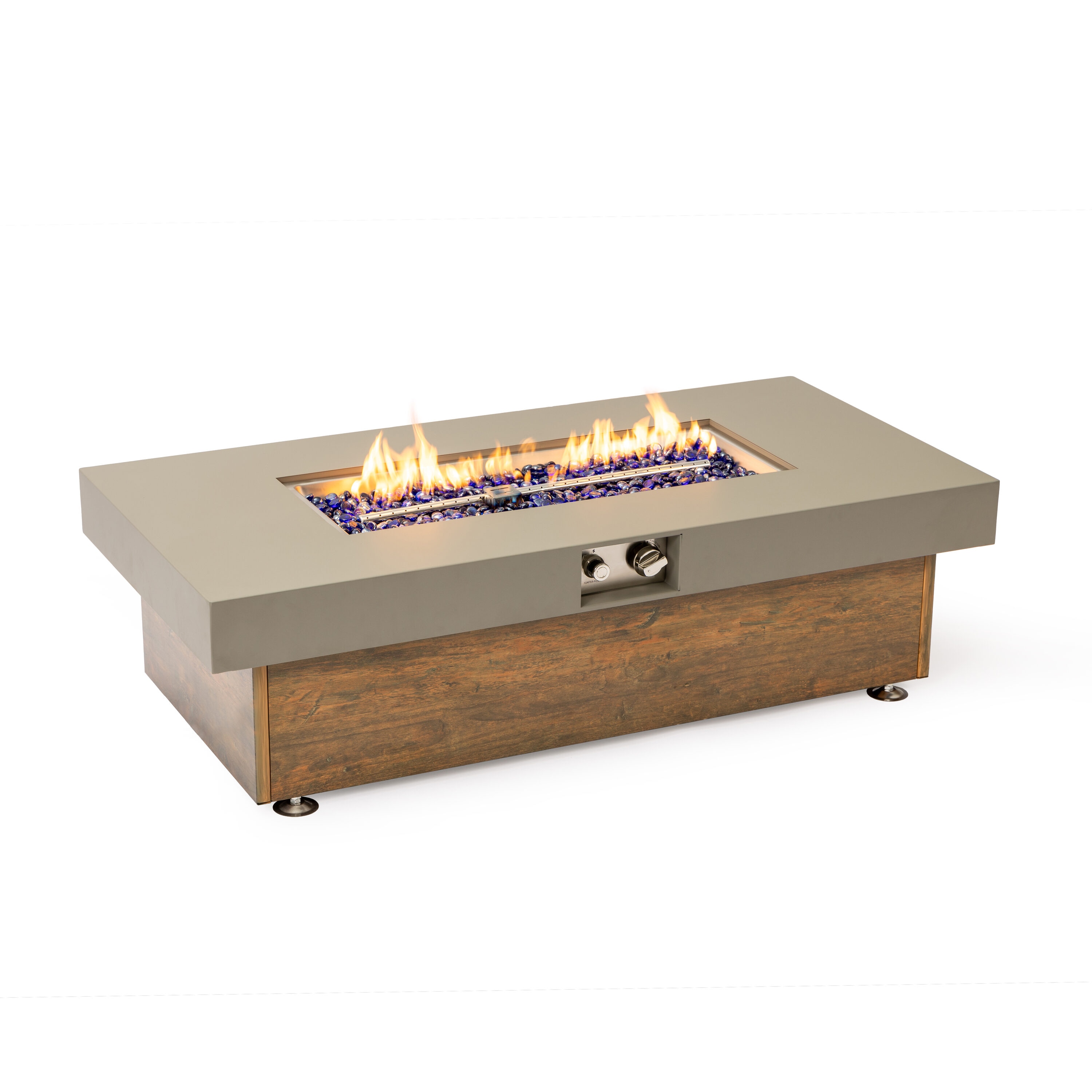 Tatayosi - XJ 48 inch Iron Fire Pit Table with Wood Grain