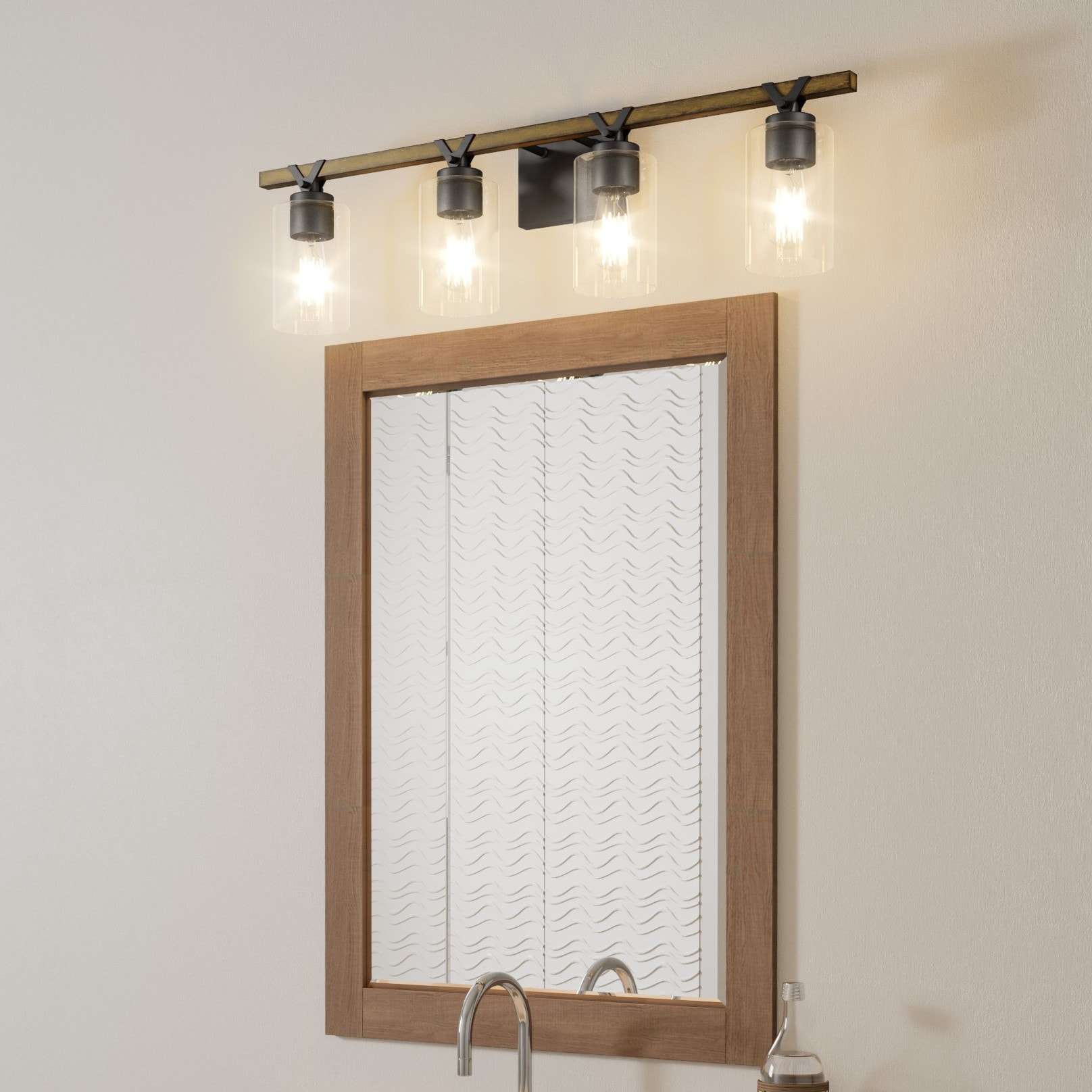 Quoizel DEVN8632MBK Devon Court 32-in 4 -Light Matte Black Transitional Vanity light