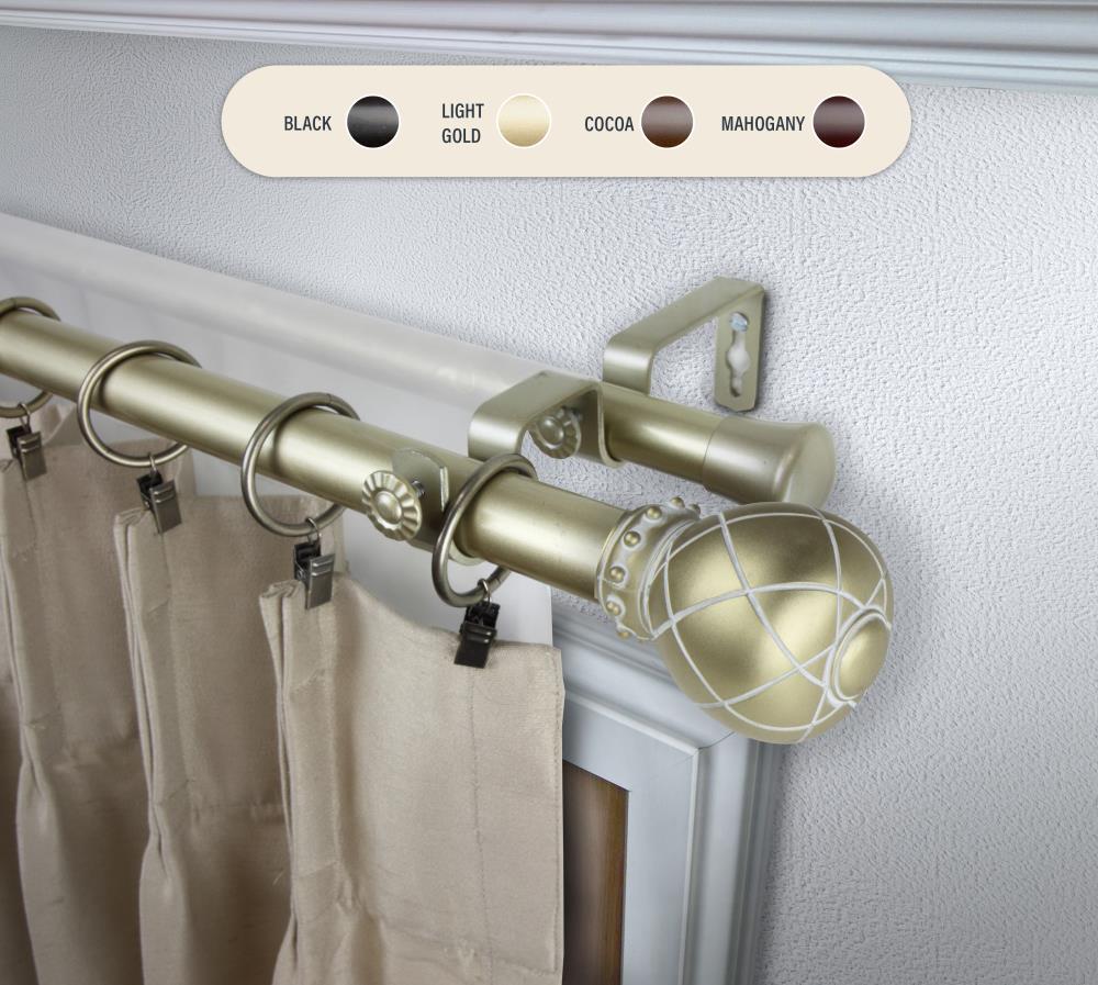 Hart & Harlow L100-04-1603-D 1-in Sawyer 160-in to 240-in Light gold Steel Double curtain rod with Finials