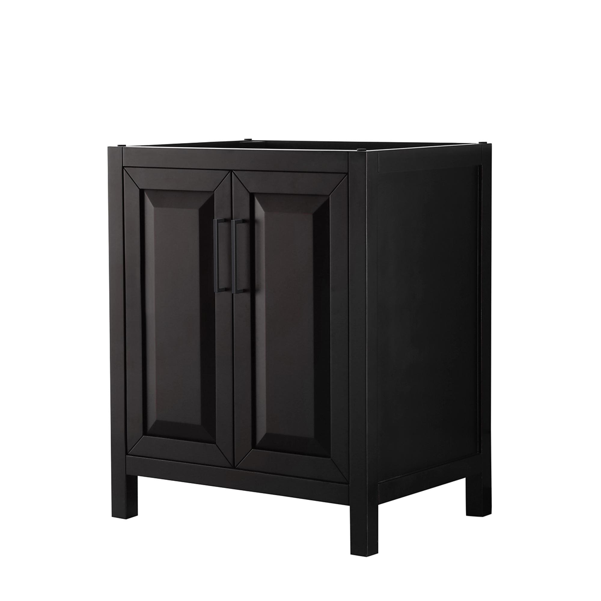 Wyndham Collection WCV252530SEBCXSXXMXX Daria 30-in Dark Espresso with Matte Black Trim Bathroom Vanity Base Cabinet without Top