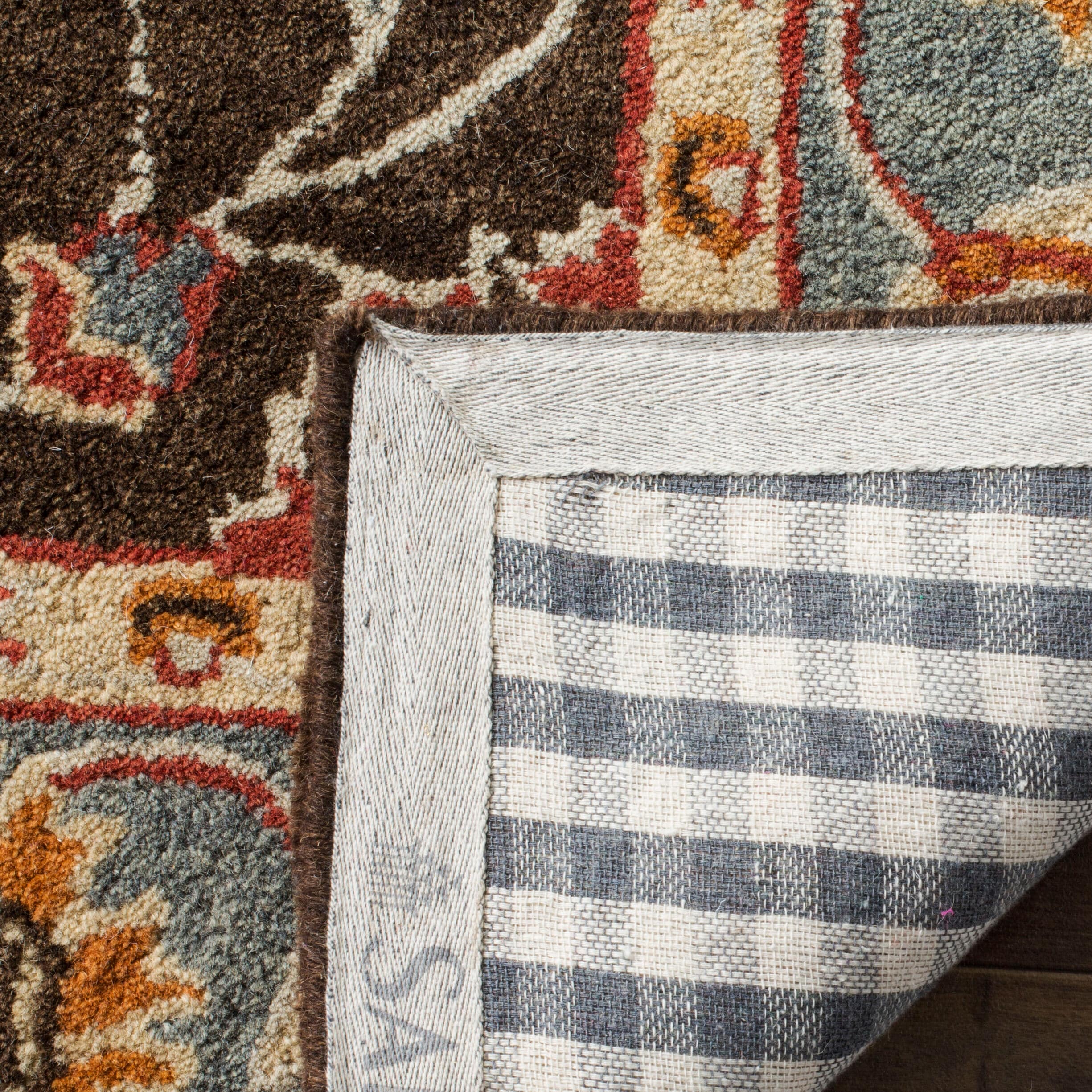 Blue and Charcoal Tufted Wool 4' x 6' Area Rug
