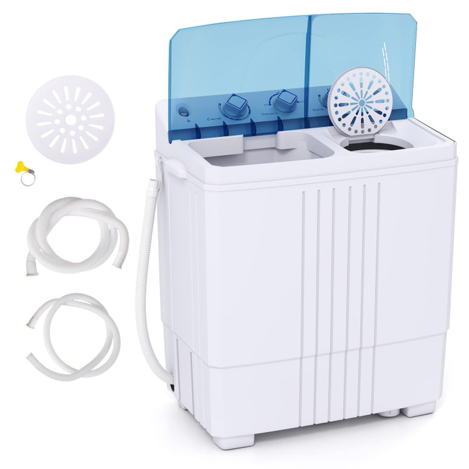 SUGIFT - 12-lb Washing and 8-lb Spinning Twin Tub Washing Machine Compact Semi-Automatic Portable...