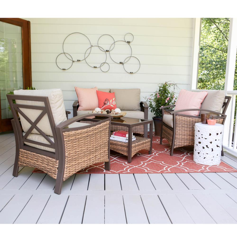 Leisure Made Thompson 4-Piece Patio Conversation Set In The Patio ...