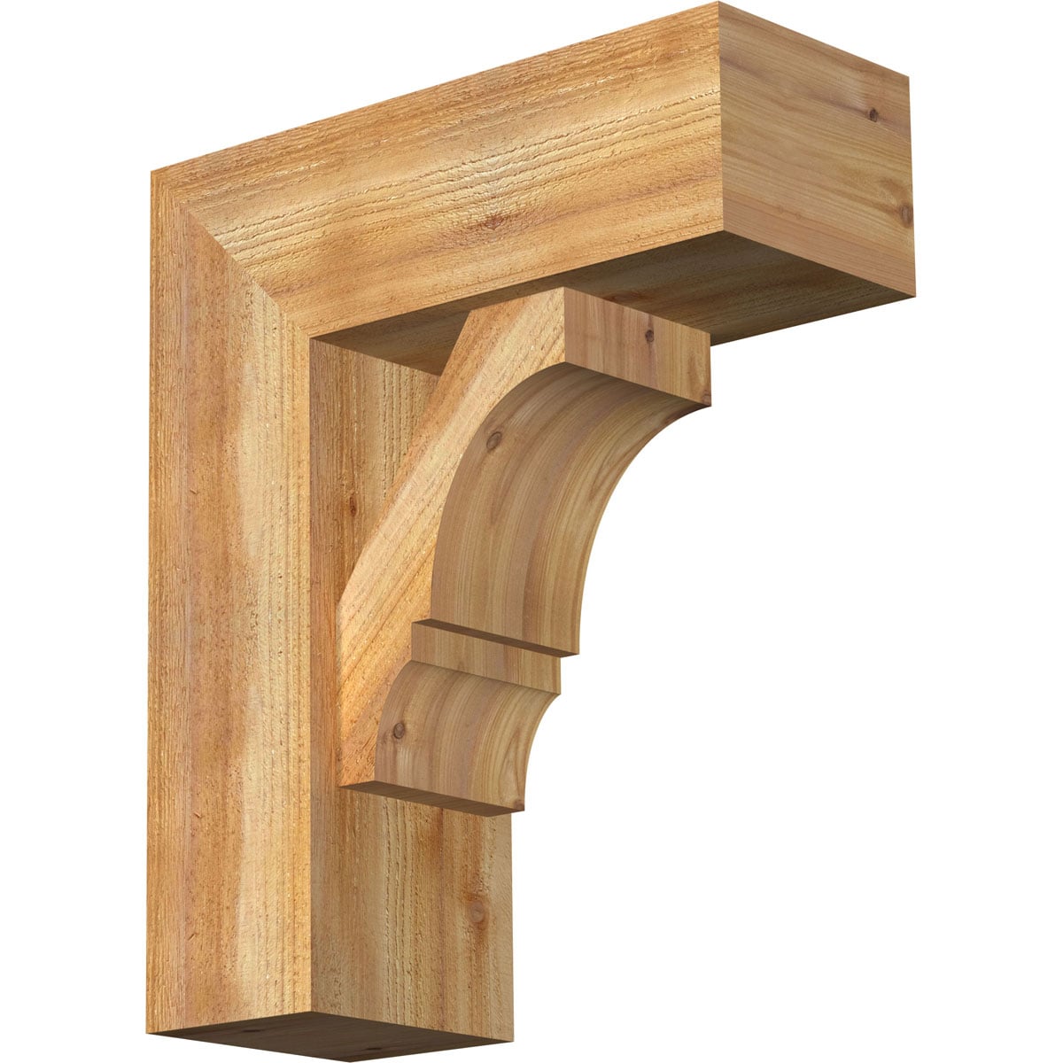 Ekena Millwork 1461867 Balboa Block Rough Sawn Bracket with Offset Brace 8-in x 20-in x 24-in Western red cedar Brown Wood Standard bracket