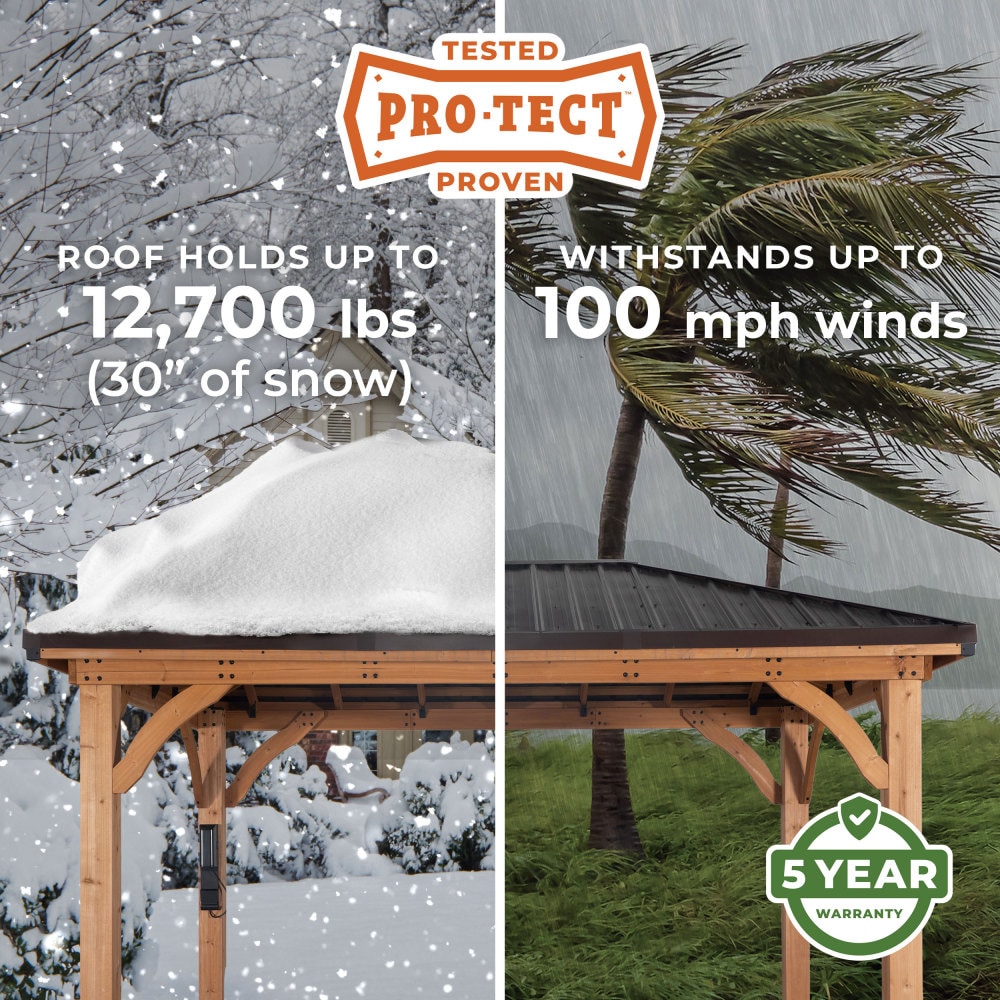 Barrington 20' x 12' Cedar Wood Gazebo with Steel Roof