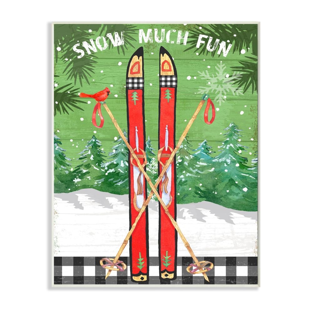 Stupell Industries Traditional 'snow Much Fun' Winter Season Ski Sign ...